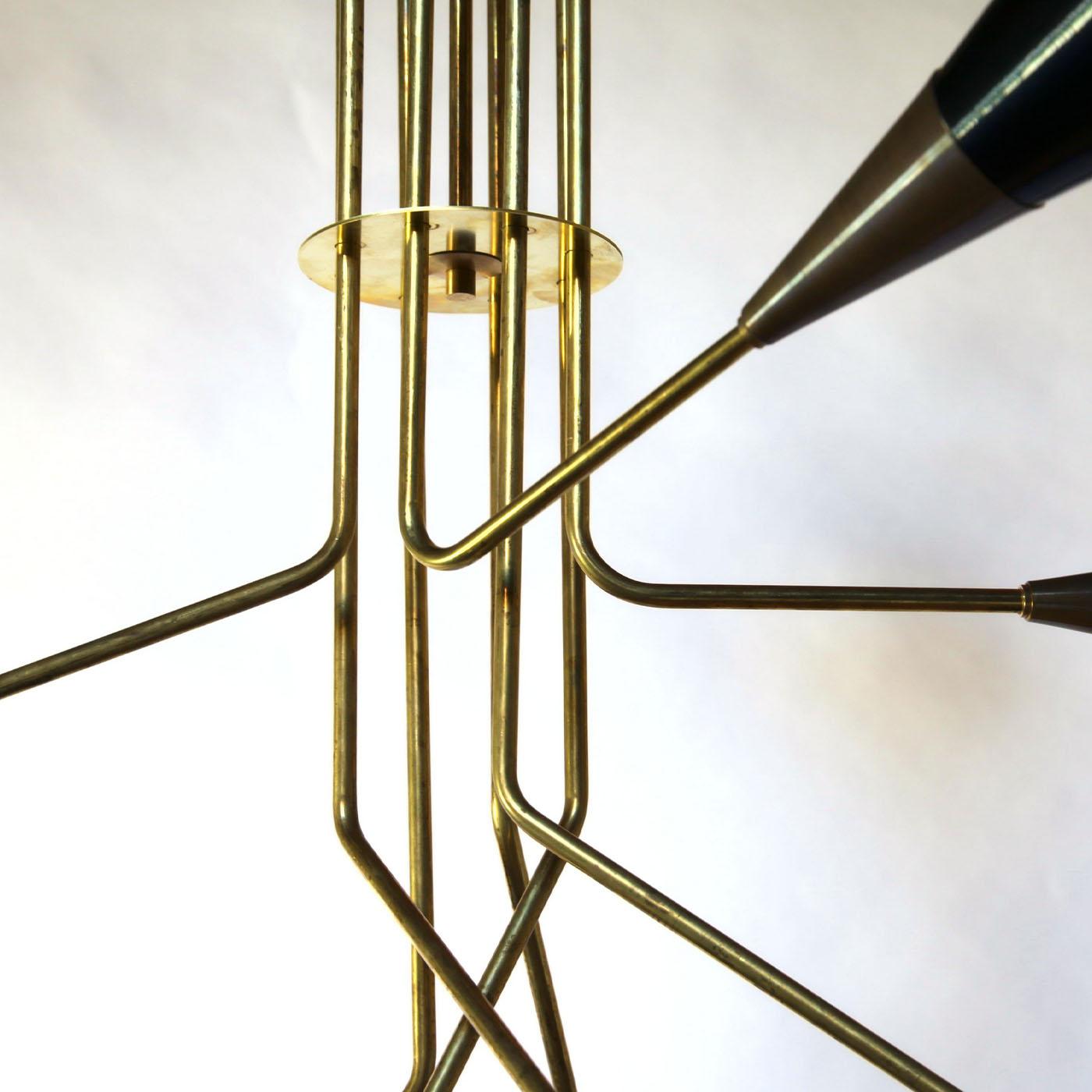 Italian Fascino 8-Light Black & Brass Chandelier by Carlo Nason For Sale