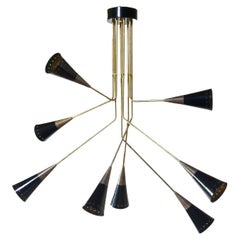 Fascino 8-Light Black & Brass Chandelier by Carlo Nason