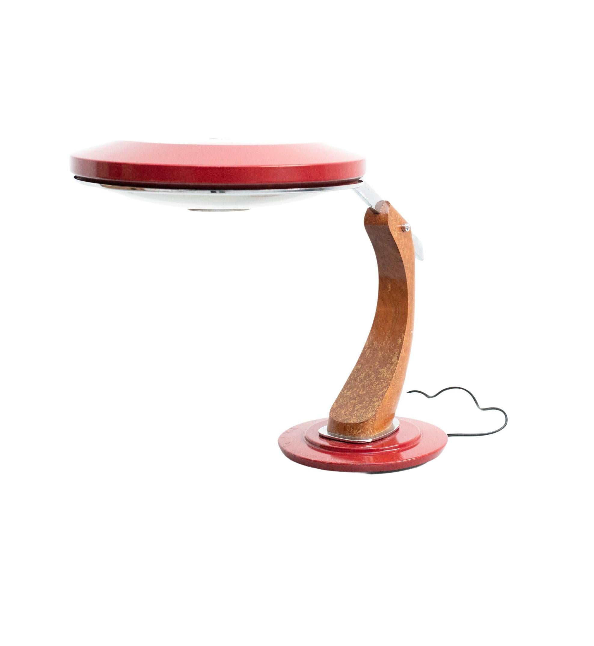 Lampada da tavolo Fase in alluminio e Wood: Un classico della modernità di metà secolo in vendita 8