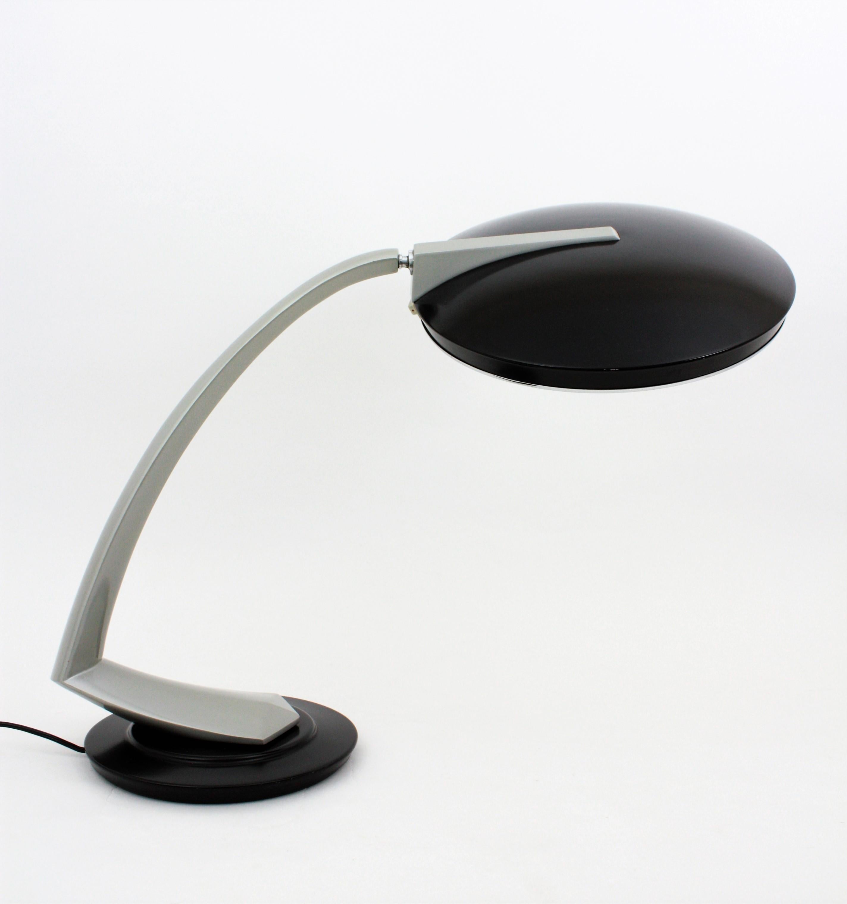 Mid-Century Modern Fase Boomerang 2000 Black and Grey Table Lamp, 1960s For Sale