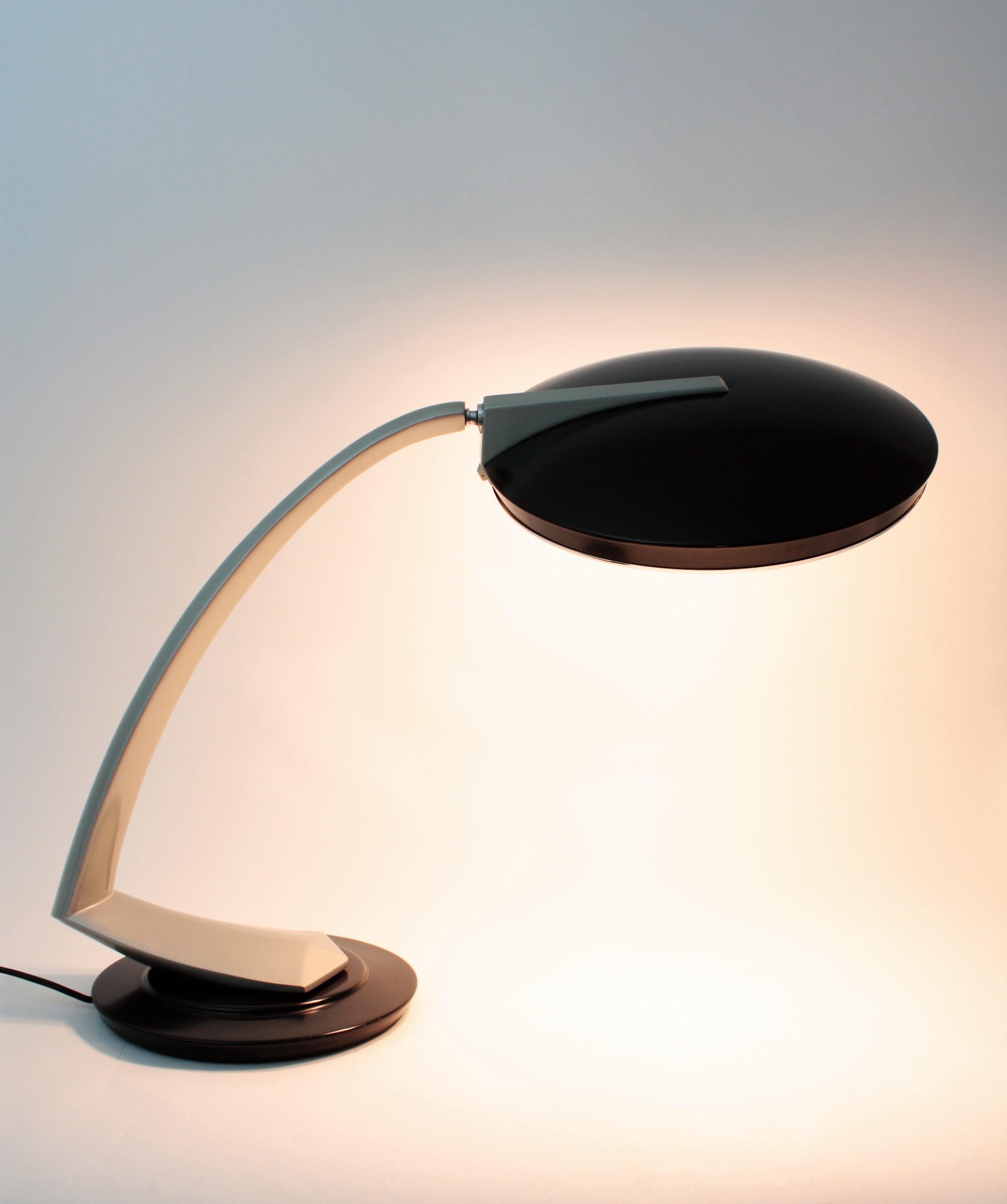Spanish Fase Boomerang 2000 Black and Grey Table Lamp, 1960s For Sale