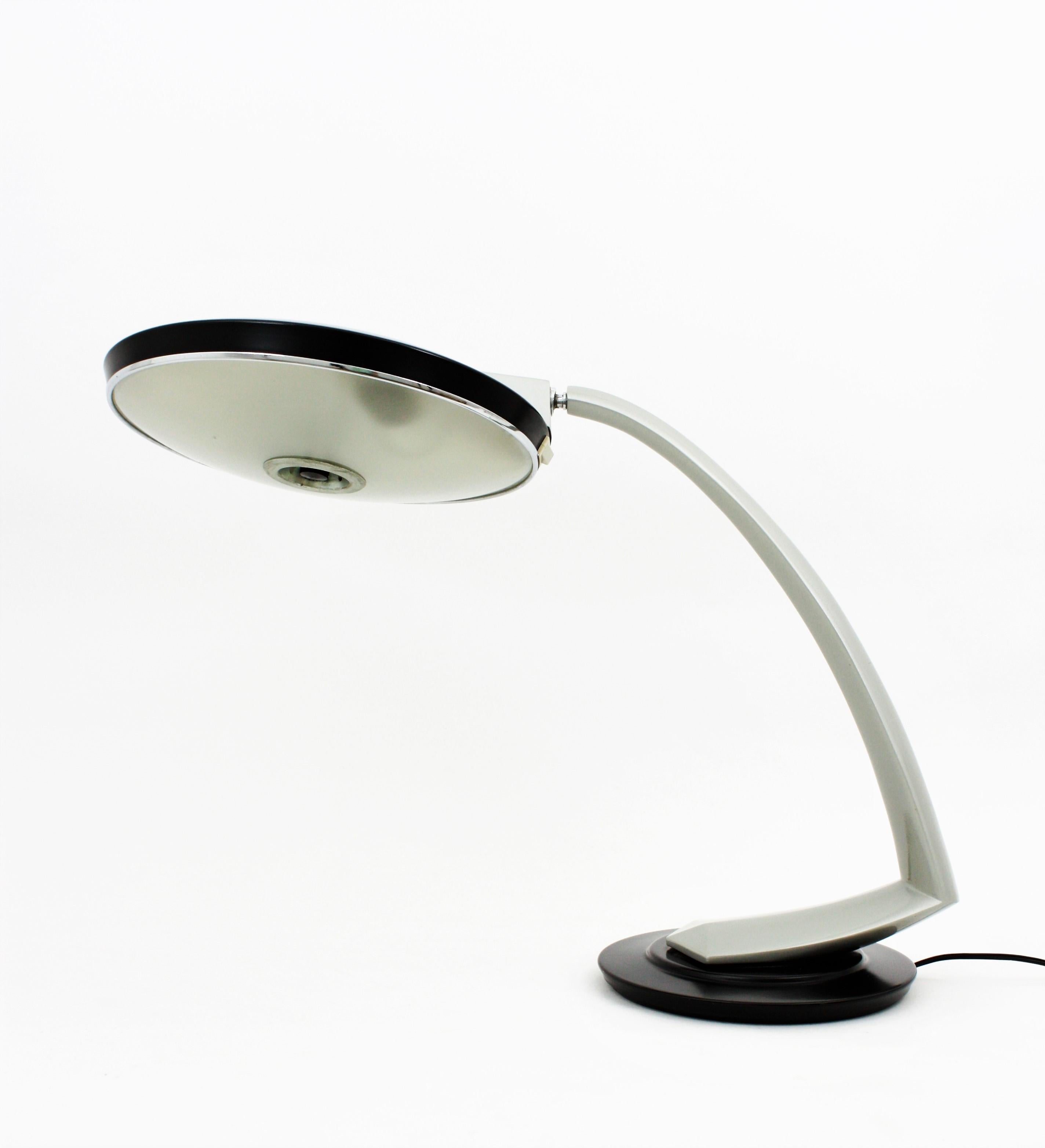 Mid-20th Century Fase Boomerang 2000 Black and Grey Table Lamp, 1960s For Sale