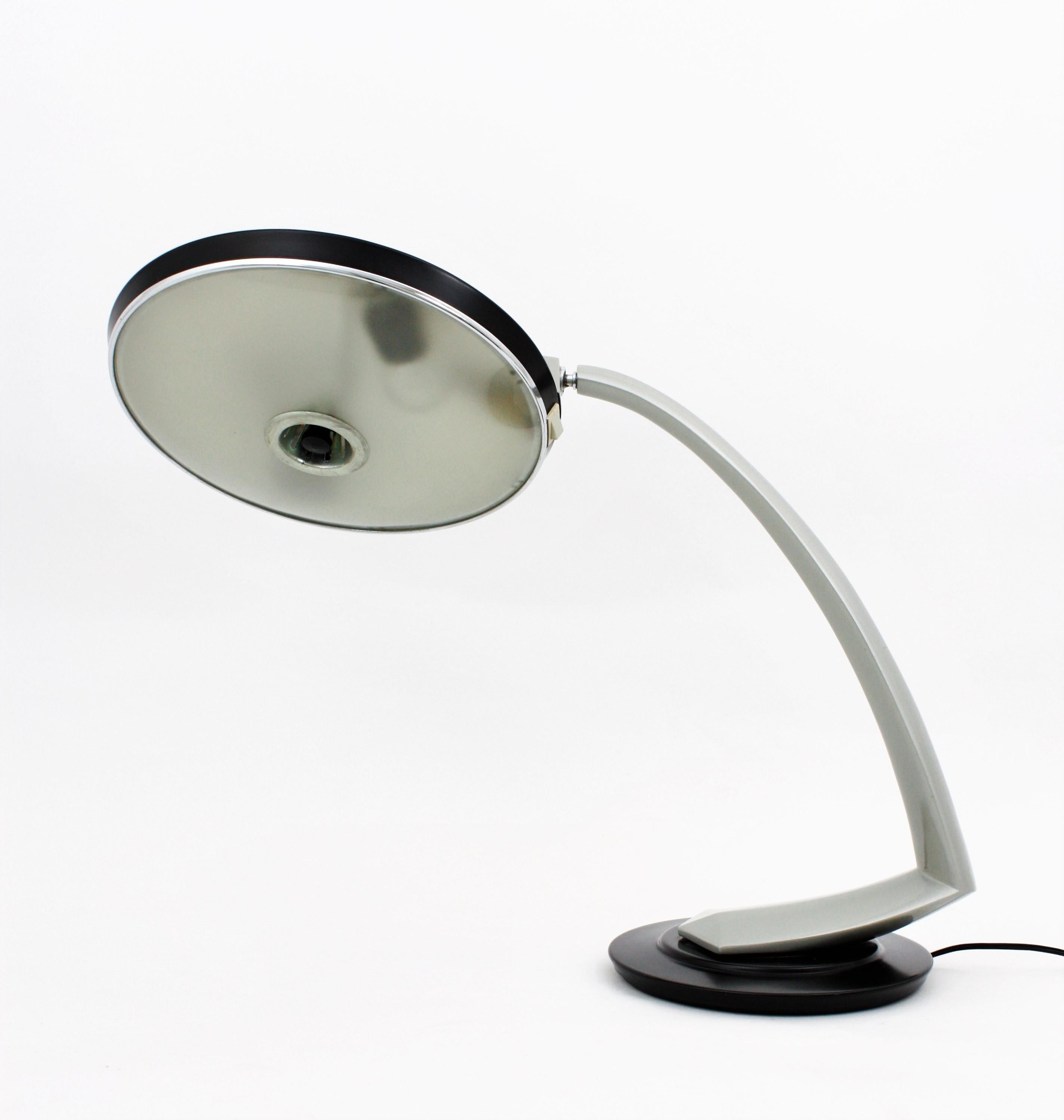 Metal Fase Boomerang 2000 Black and Grey Table Lamp, 1960s For Sale