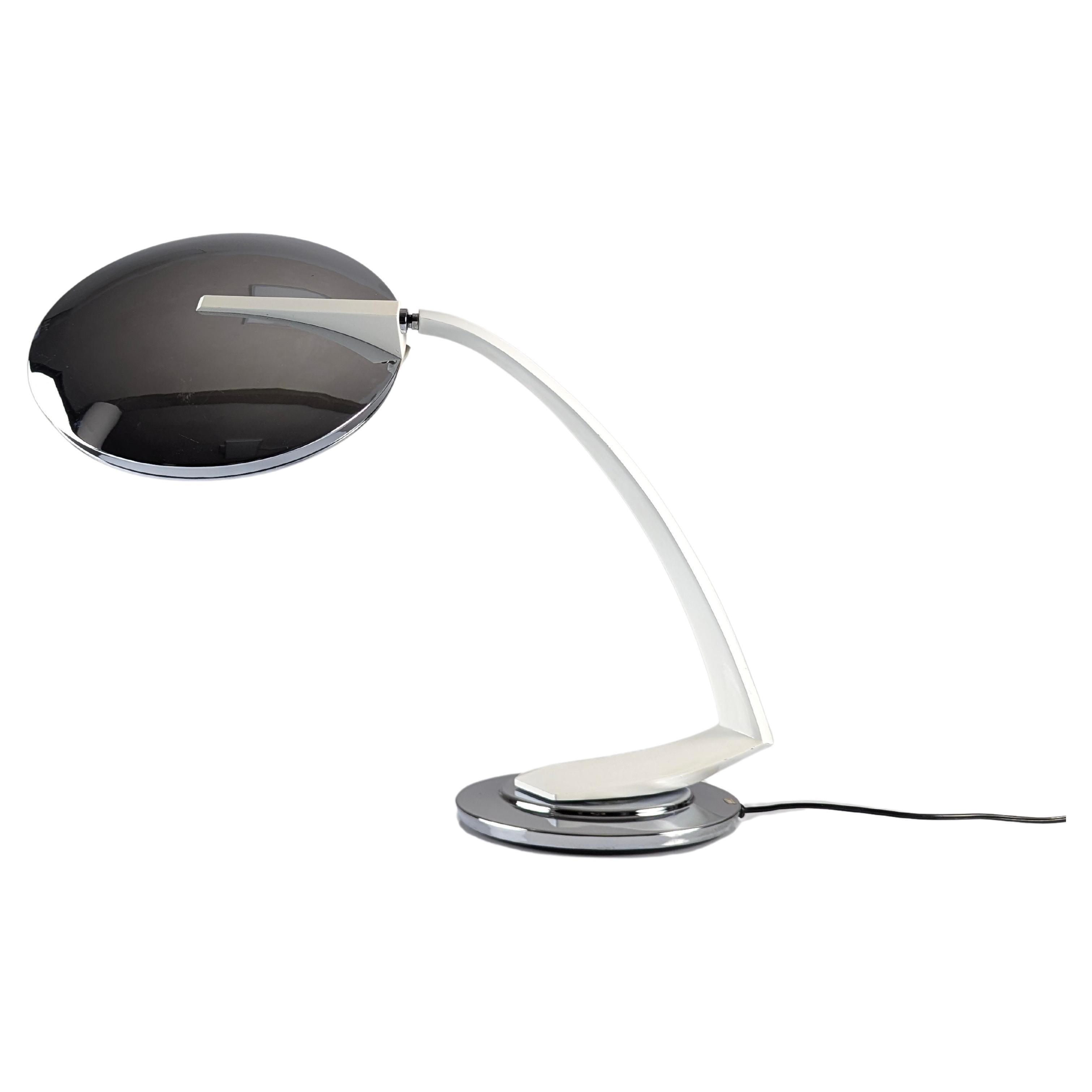 Lampada Fase Boomerang 2000 bianca e cromata, anni '60
