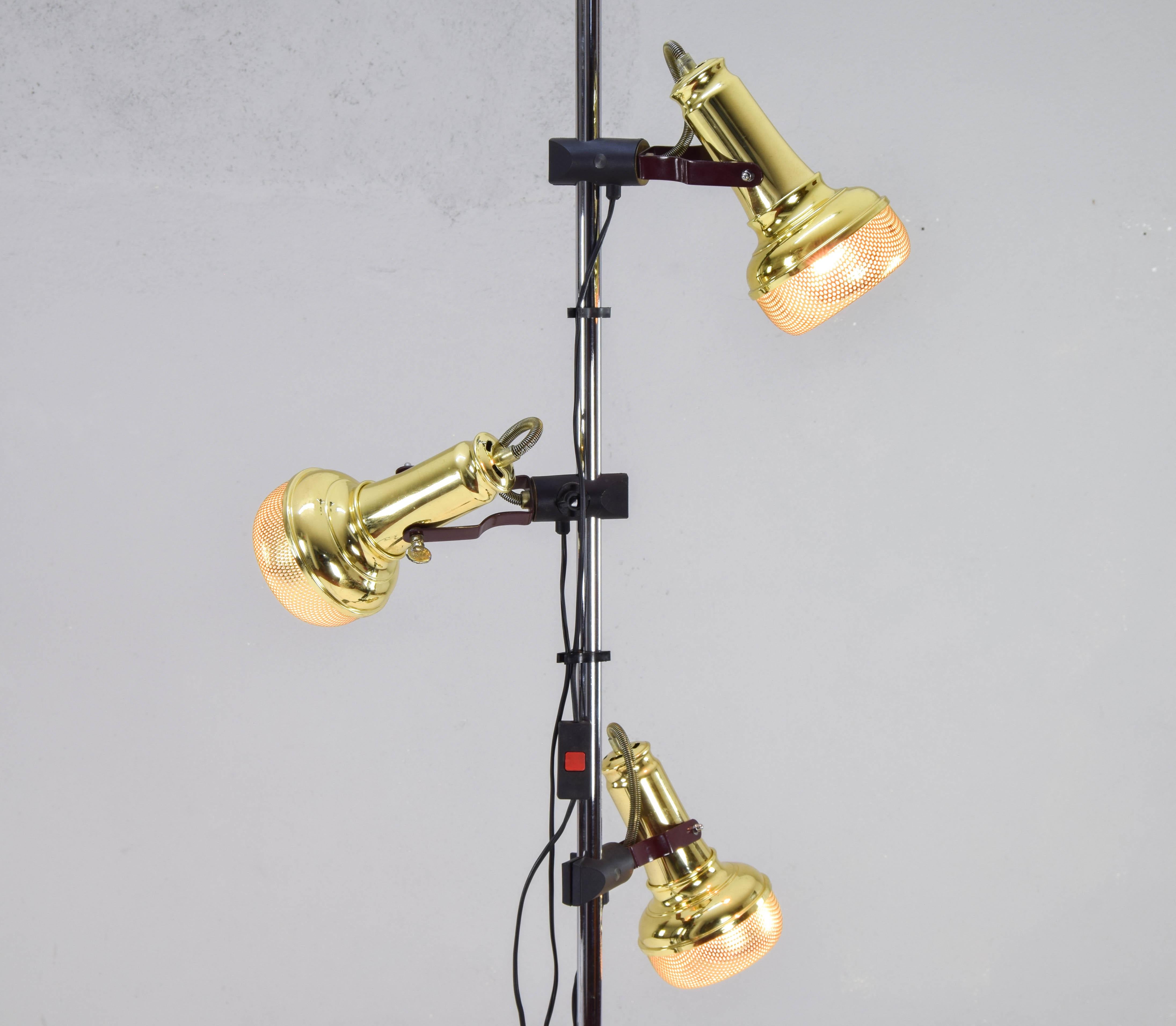 FASE Microphones Brass Mid-Century Modern Floor Lamp, Spain 70s For Sale 3