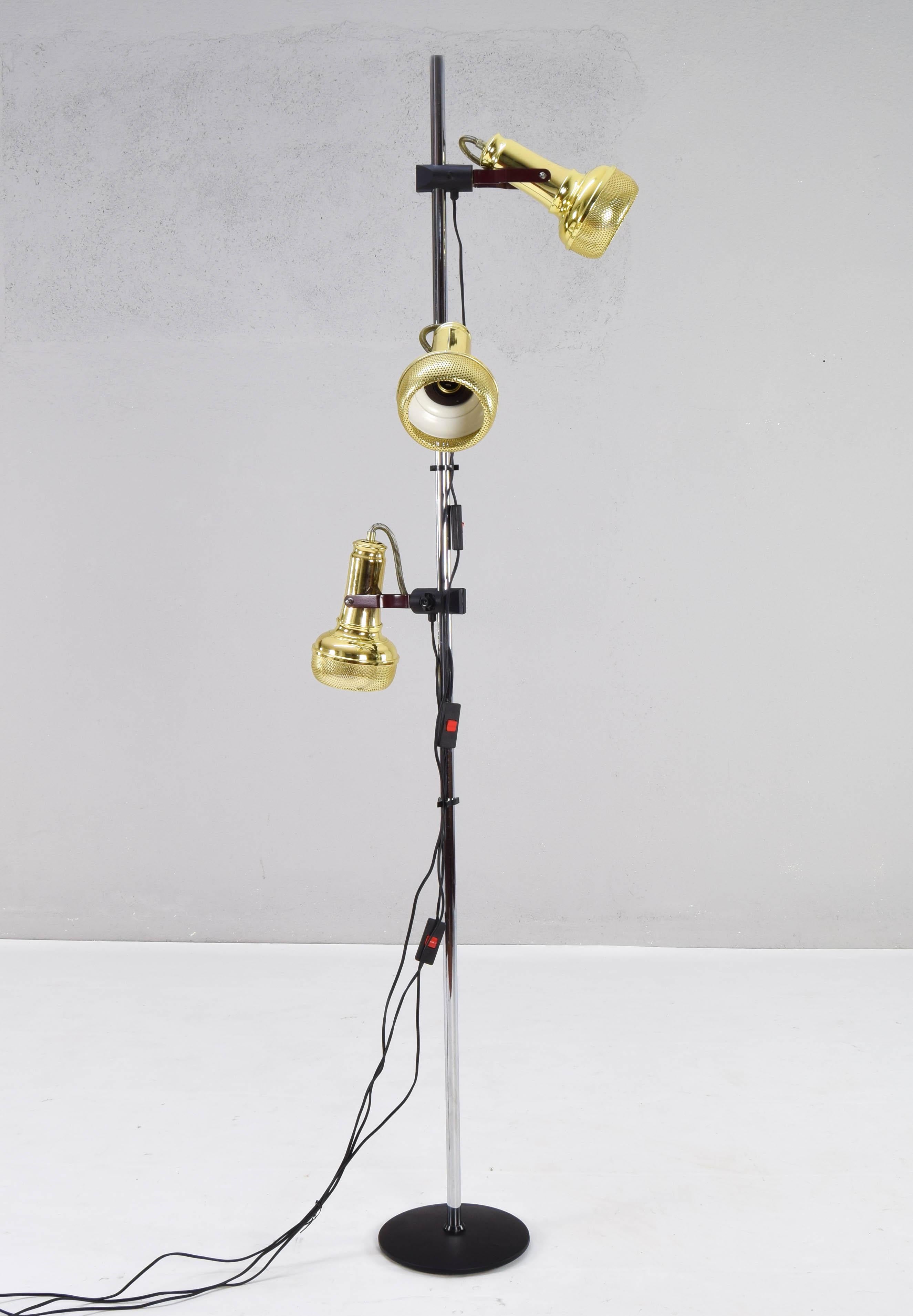 Spanish FASE Microphones Brass Mid-Century Modern Floor Lamp, Spain 70s For Sale