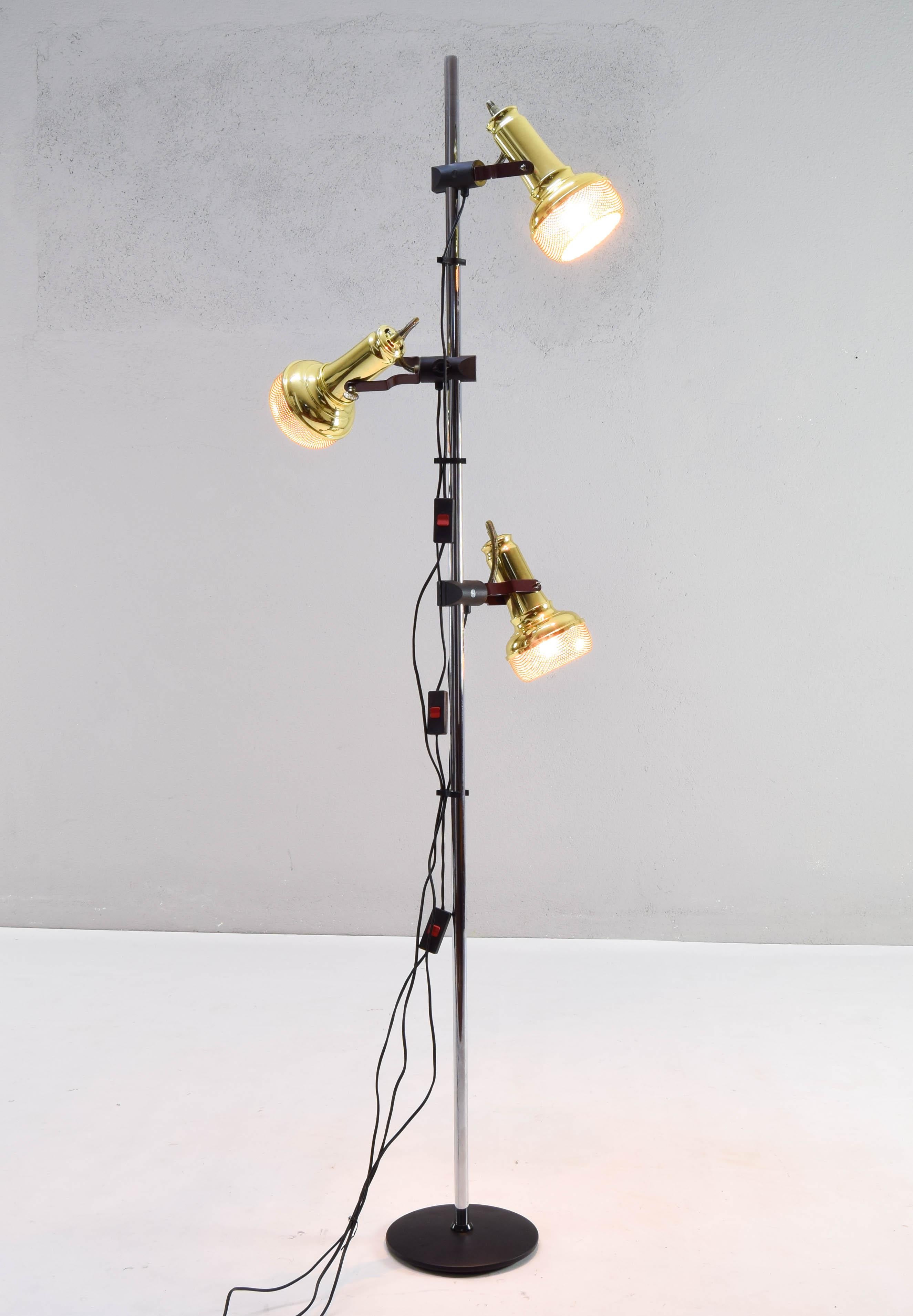 20th Century FASE Microphones Brass Mid-Century Modern Floor Lamp, Spain 70s For Sale