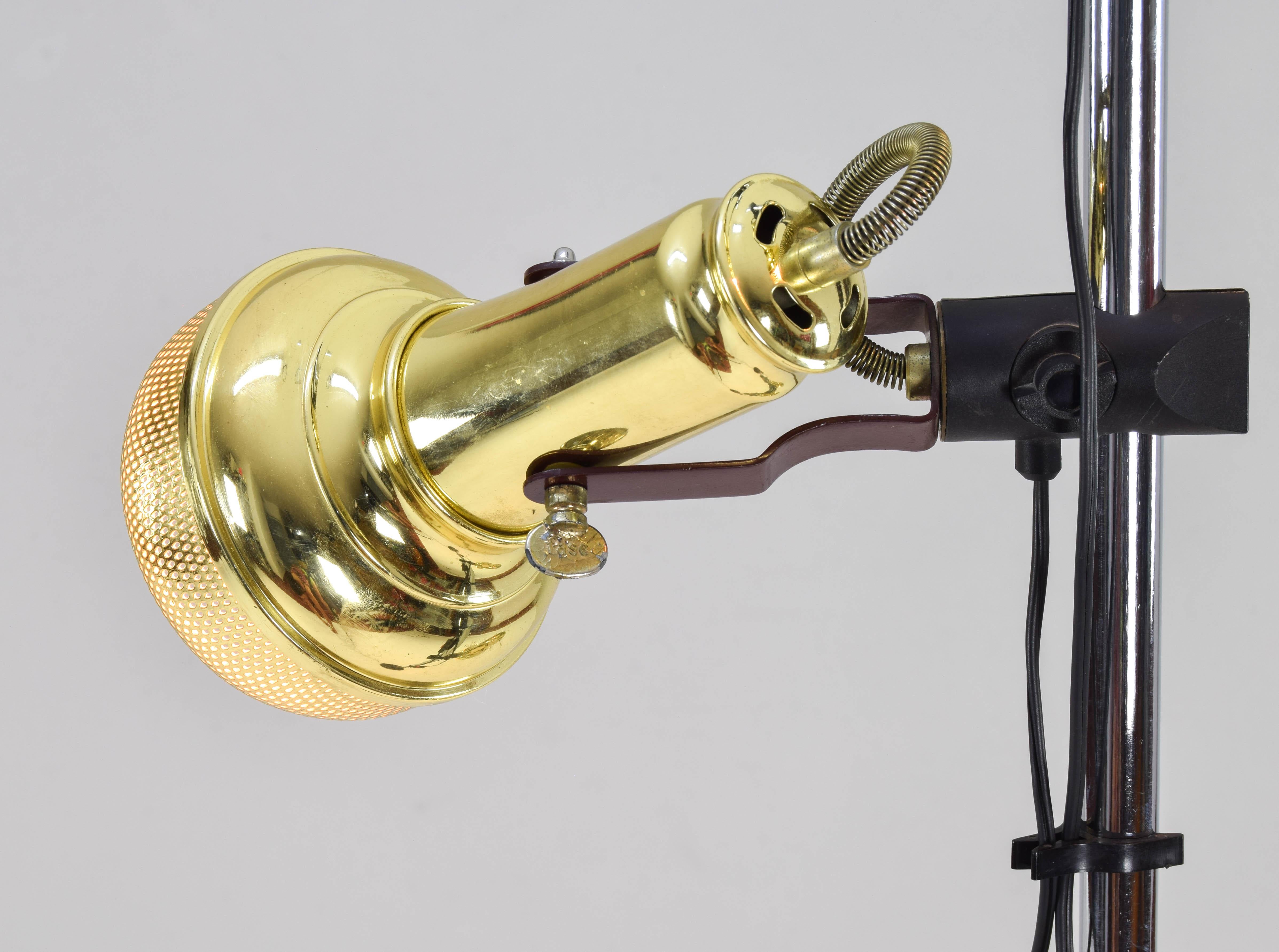 FASE Microphones Brass Mid-Century Modern Floor Lamp, Spain 70s For Sale 2