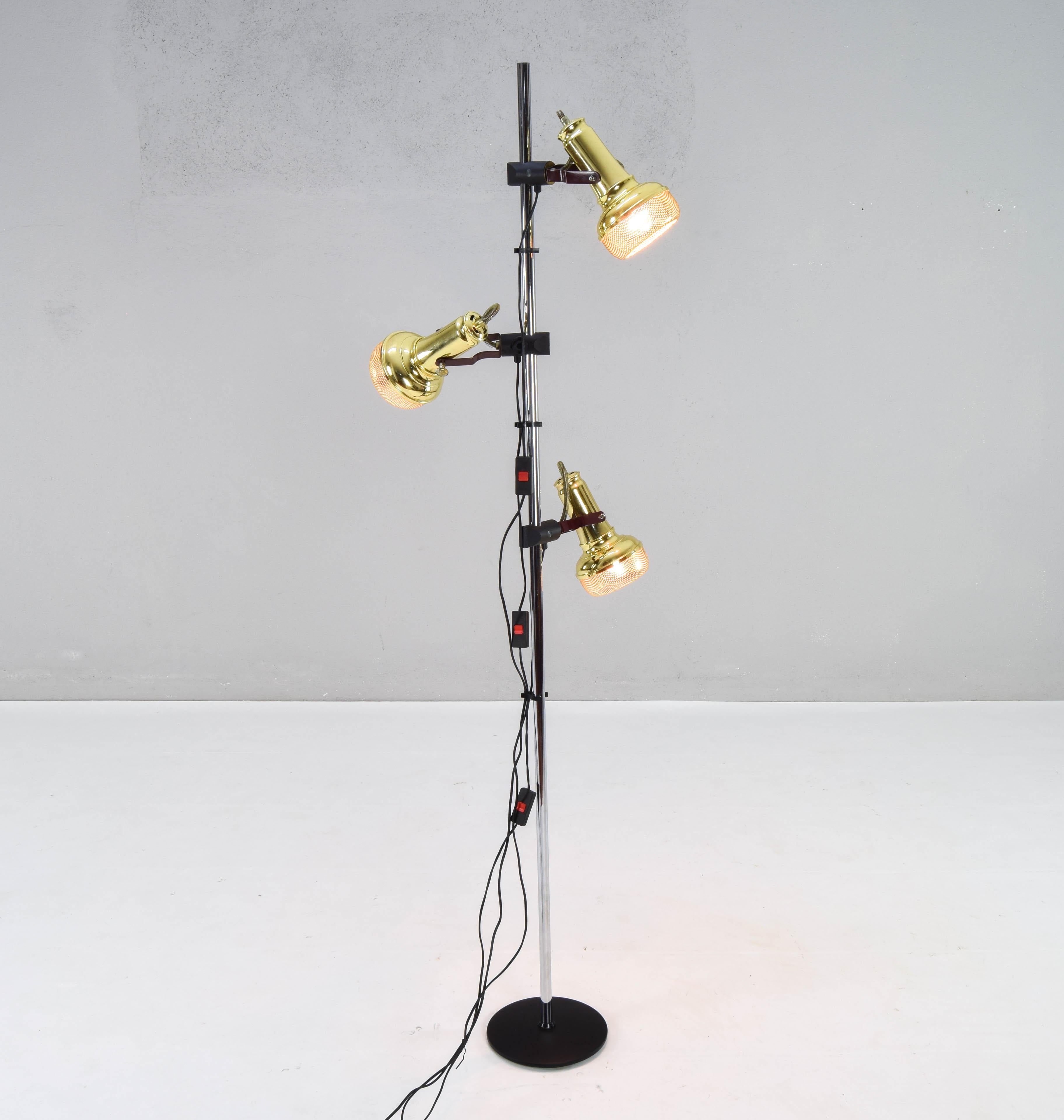 FASE Microphones Brass Mid-Century Modern Floor Lamp, Spain 70s 3