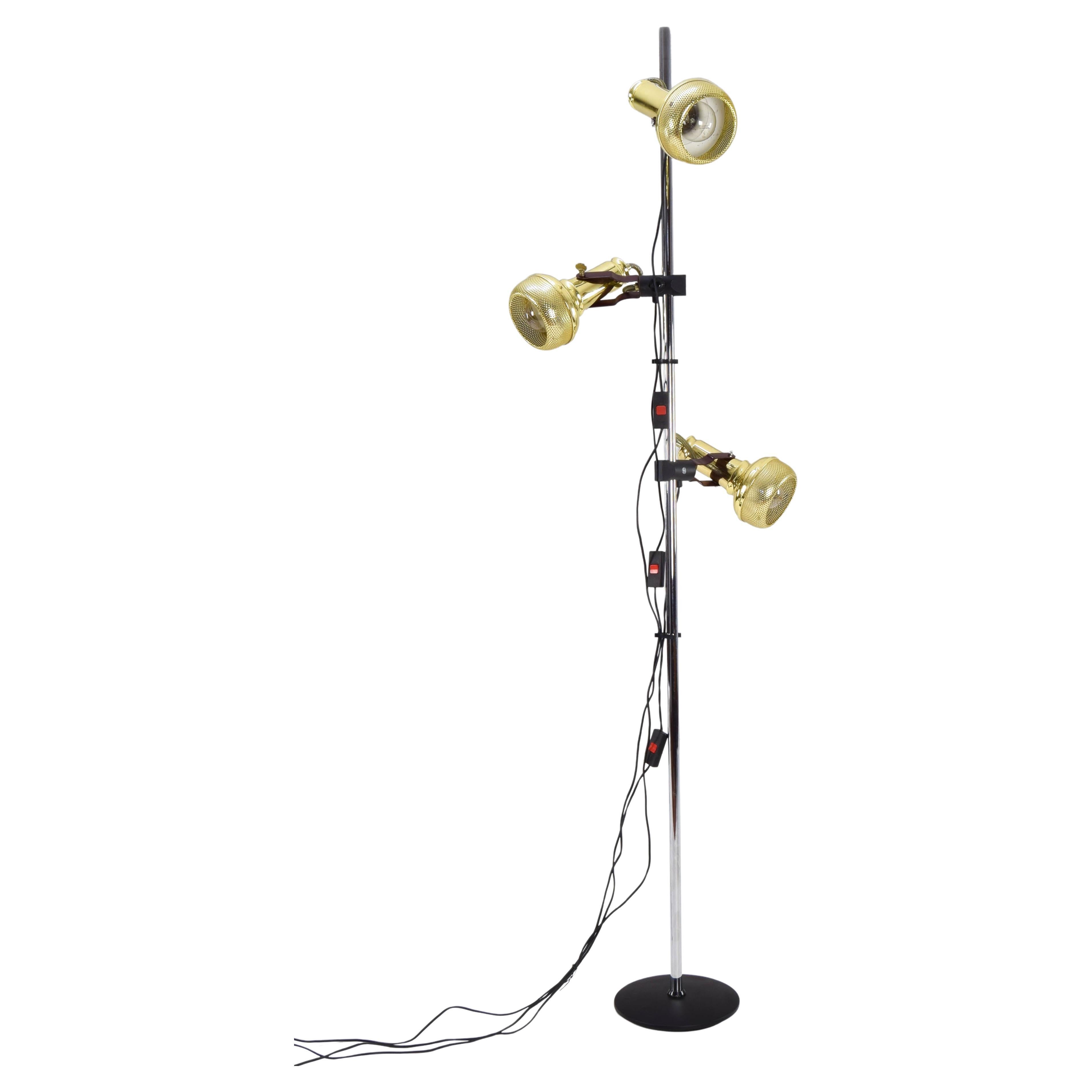 FASE Microphones Brass Mid-Century Modern Floor Lamp, Spain 70s