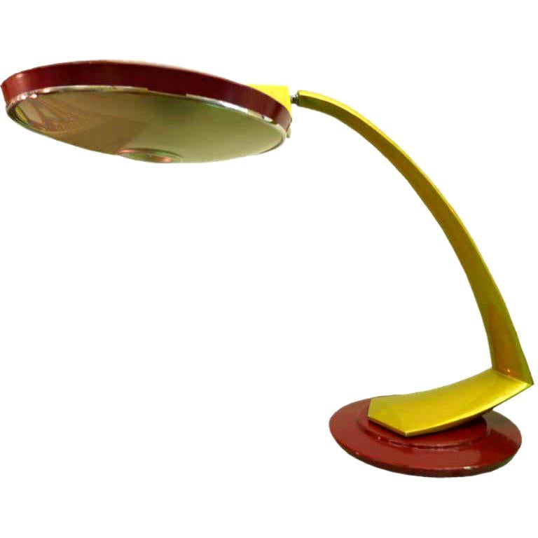 FASE of Madrid Burgundy & Gold UFO Desk Lamp