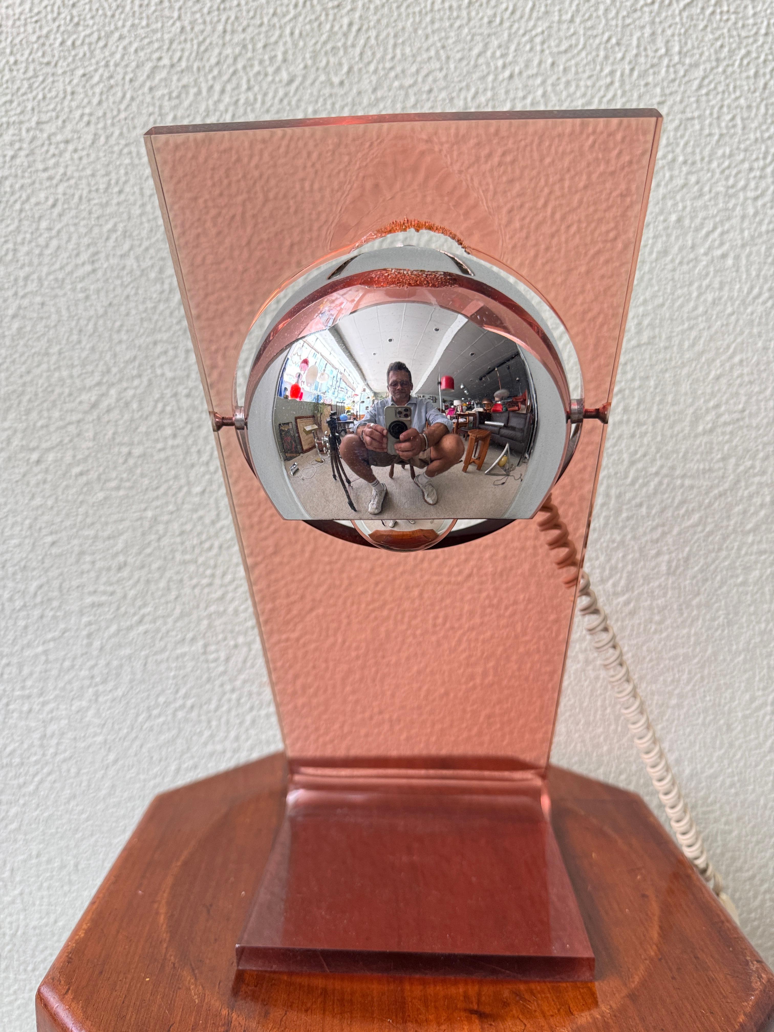 Fase Space Age Red Acrylic Chrome Eyeball Table Lamp Spanish Design 1970s For Sale 14