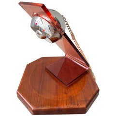 Fase Space Age Red Acrylic Chrome Eyeball Table Lamp Spanish Design 1970s