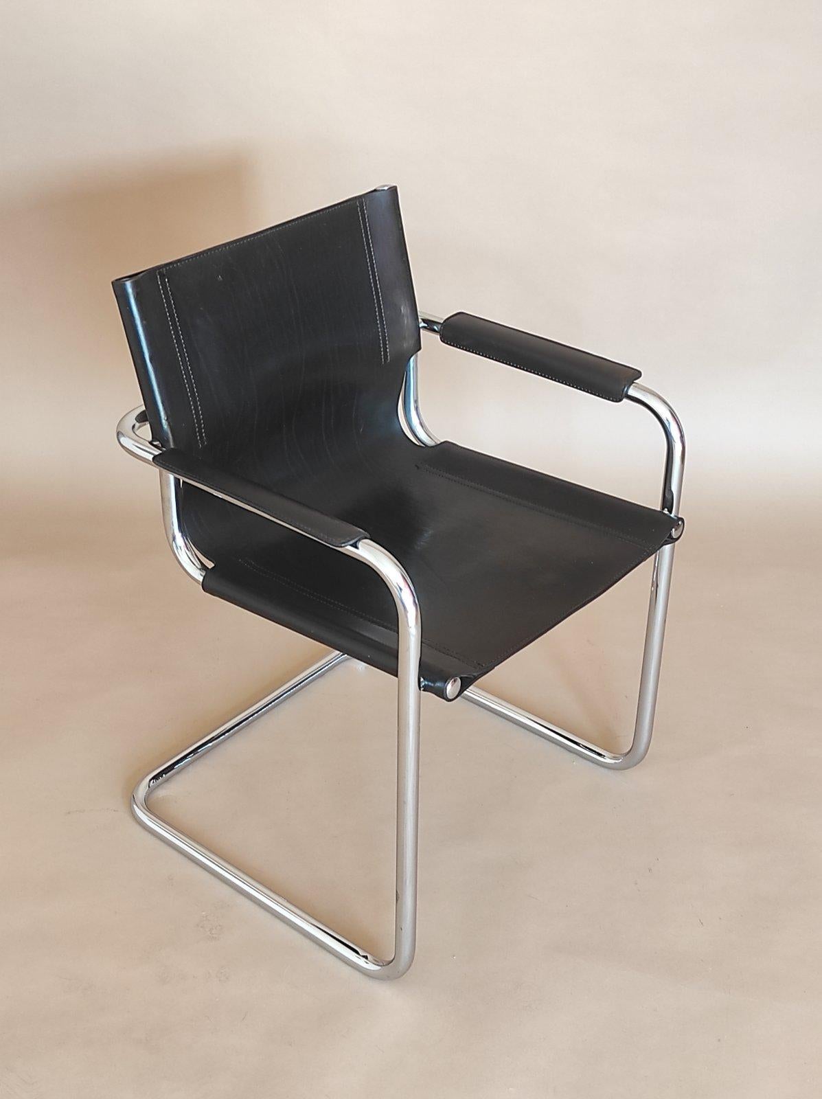 Leather Cantilever Chair by FASEM Italy 1980s