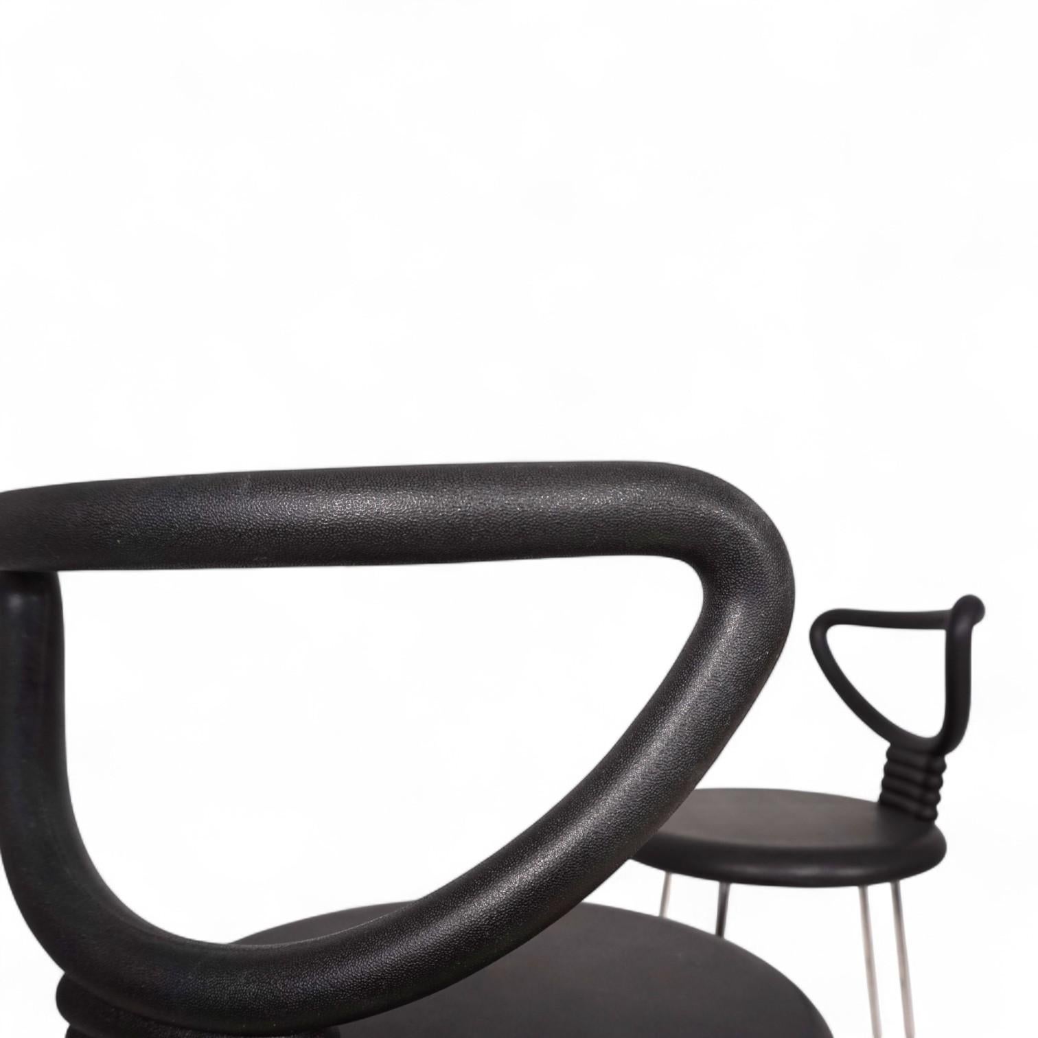 Chrome Fasem Italia Ensemble de tabourets de bar postmodernes en 3 parties par Nobu Tanigawa, 1990 en vente