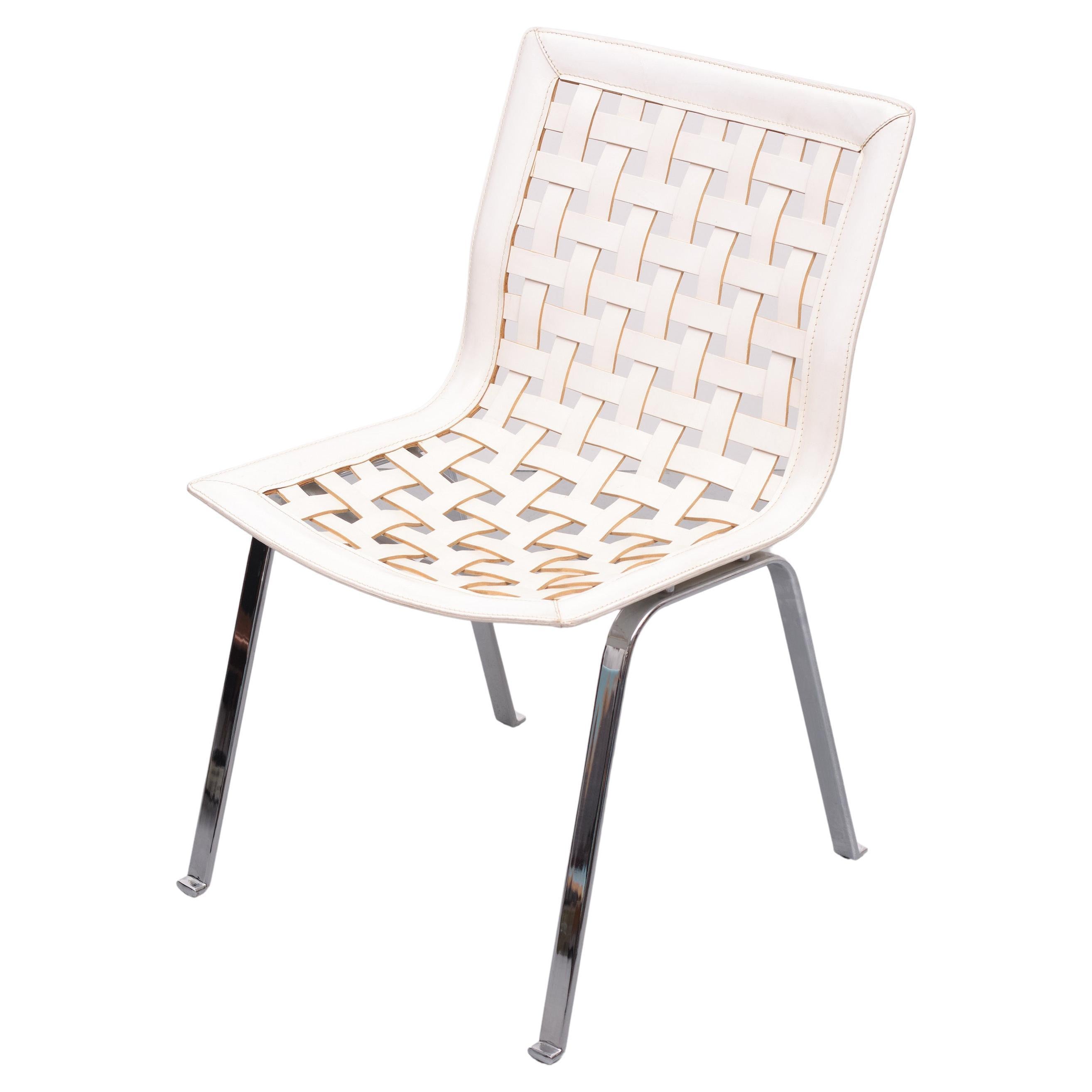 Mid-Century Modern Fasem Leather Net Chair Giancarlo Vegni 1980s  For Sale