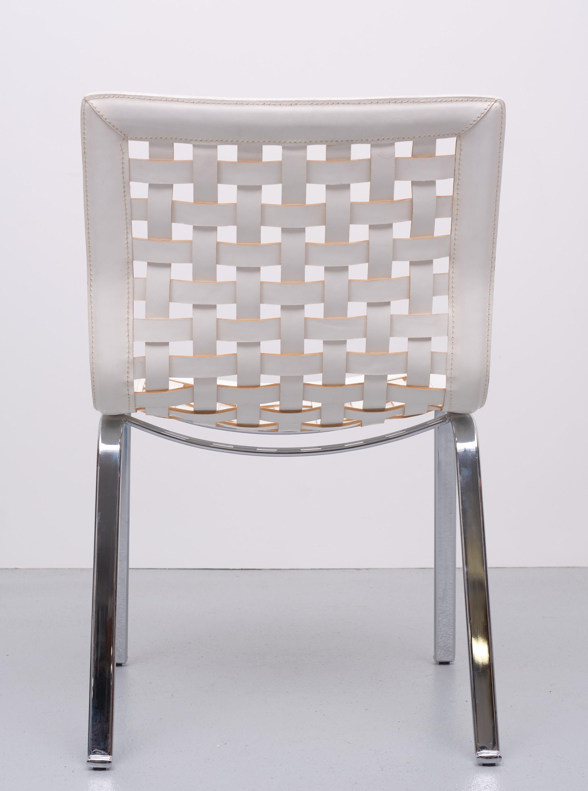 Italian Fasem Leather Net Chair Giancarlo Vegni 1980s  For Sale