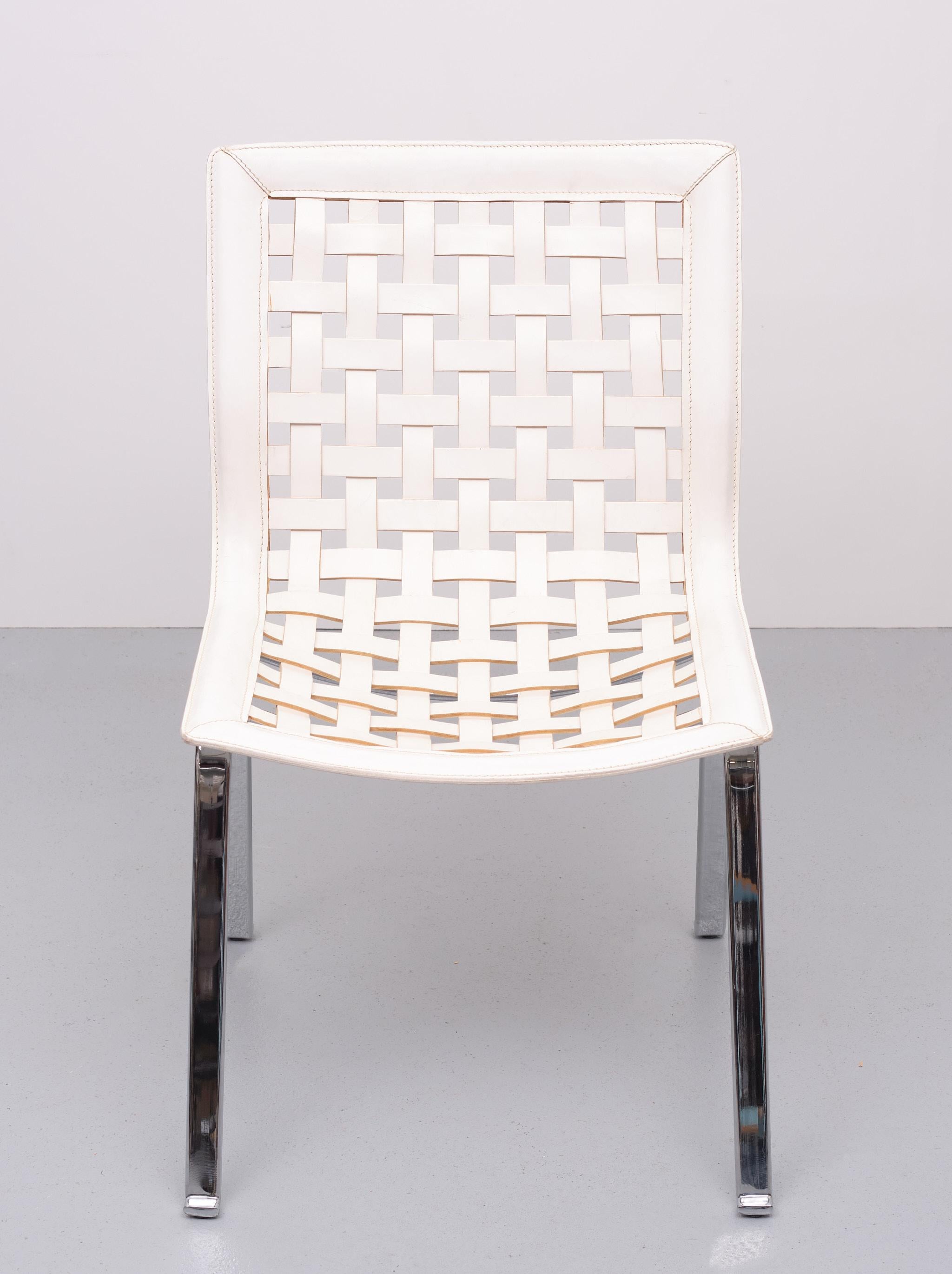 Fasem Leather Net Chair Giancarlo Vegni 1980s  For Sale 1