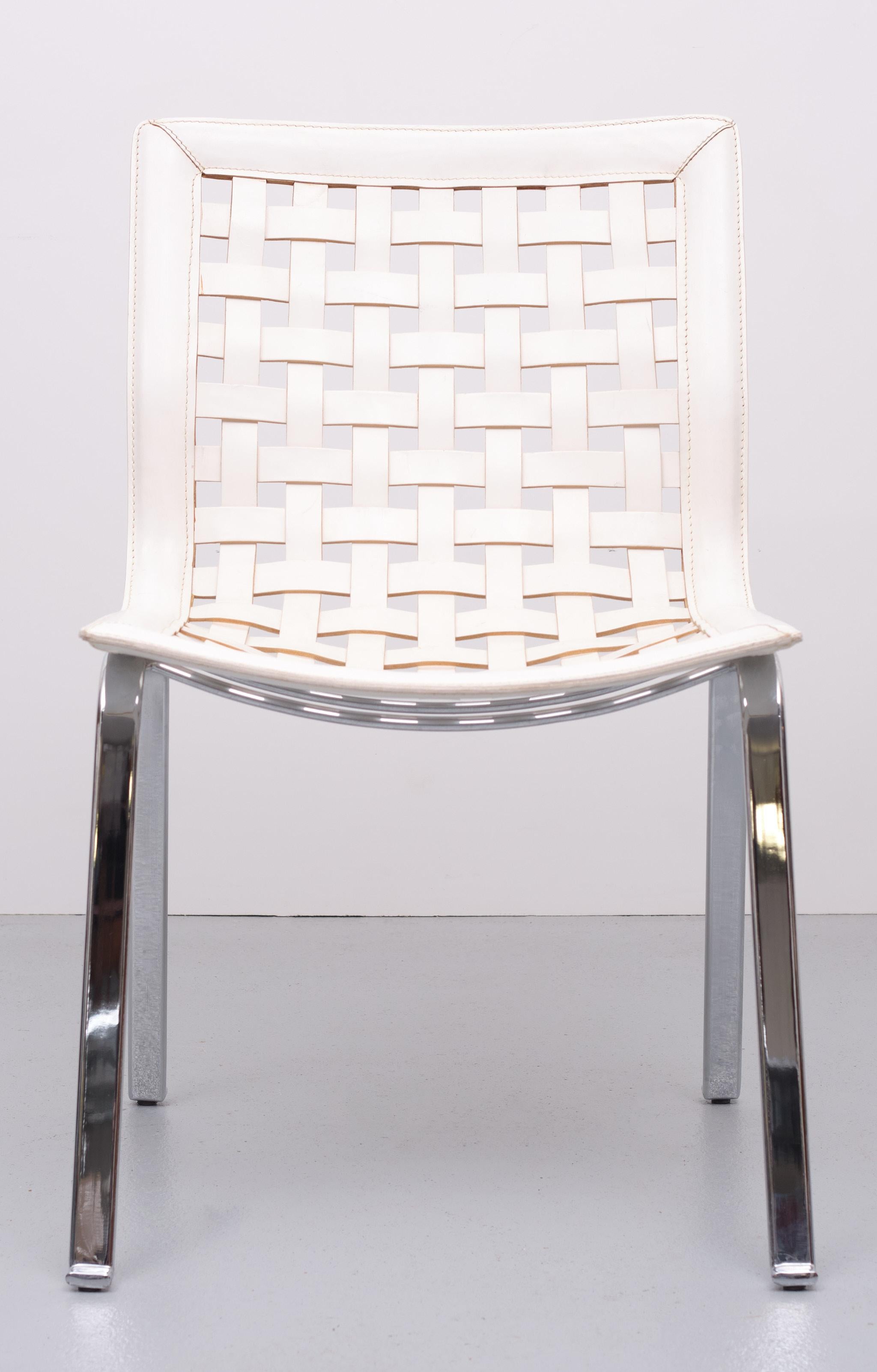 Fasem Leather Net Chair Giancarlo Vegni 1980s  For Sale 2
