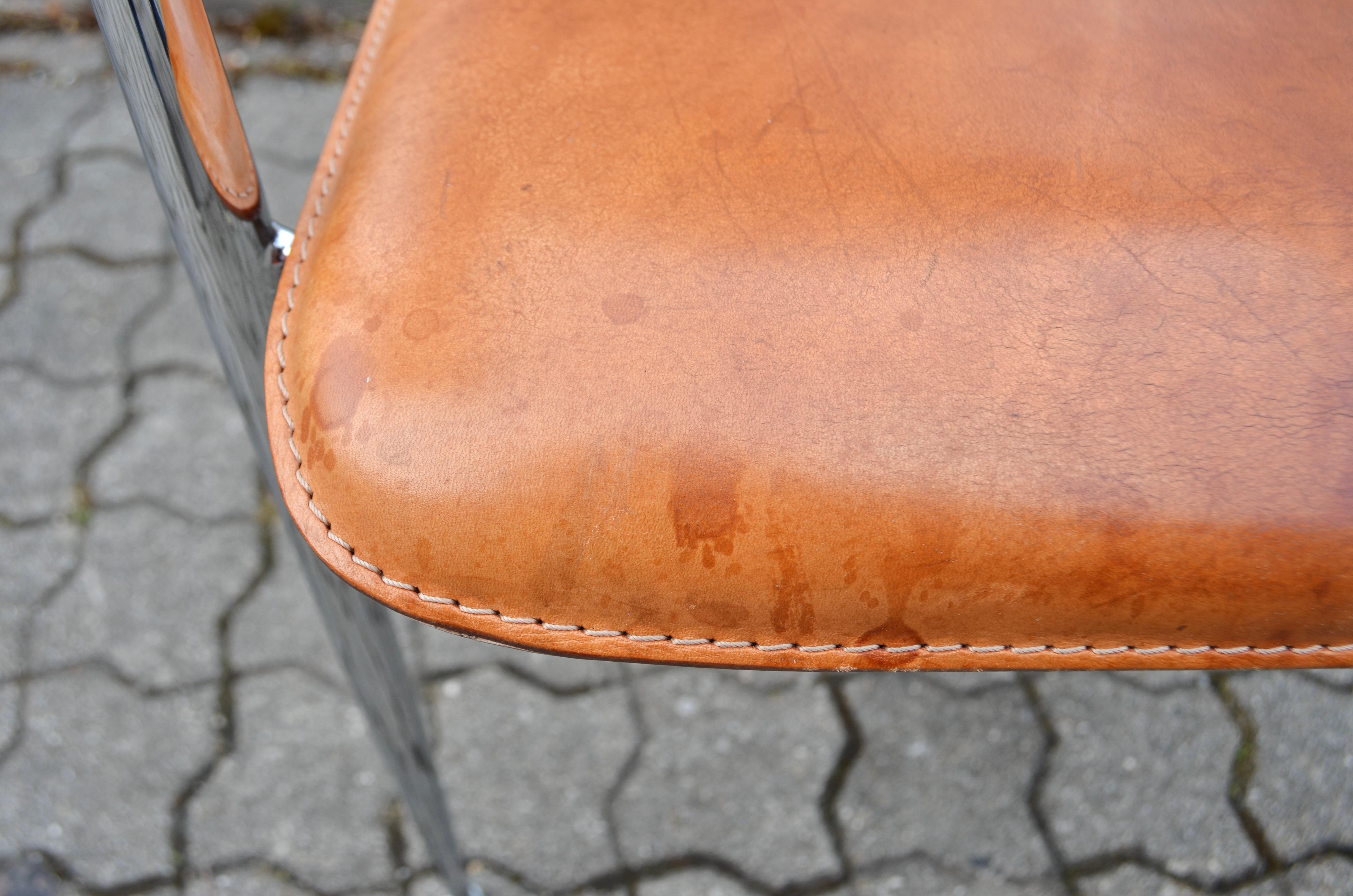 Fasem Vintage Cognac Vegetal Leather Chair P40 by Vegni & Gualtierotti For Sale 2