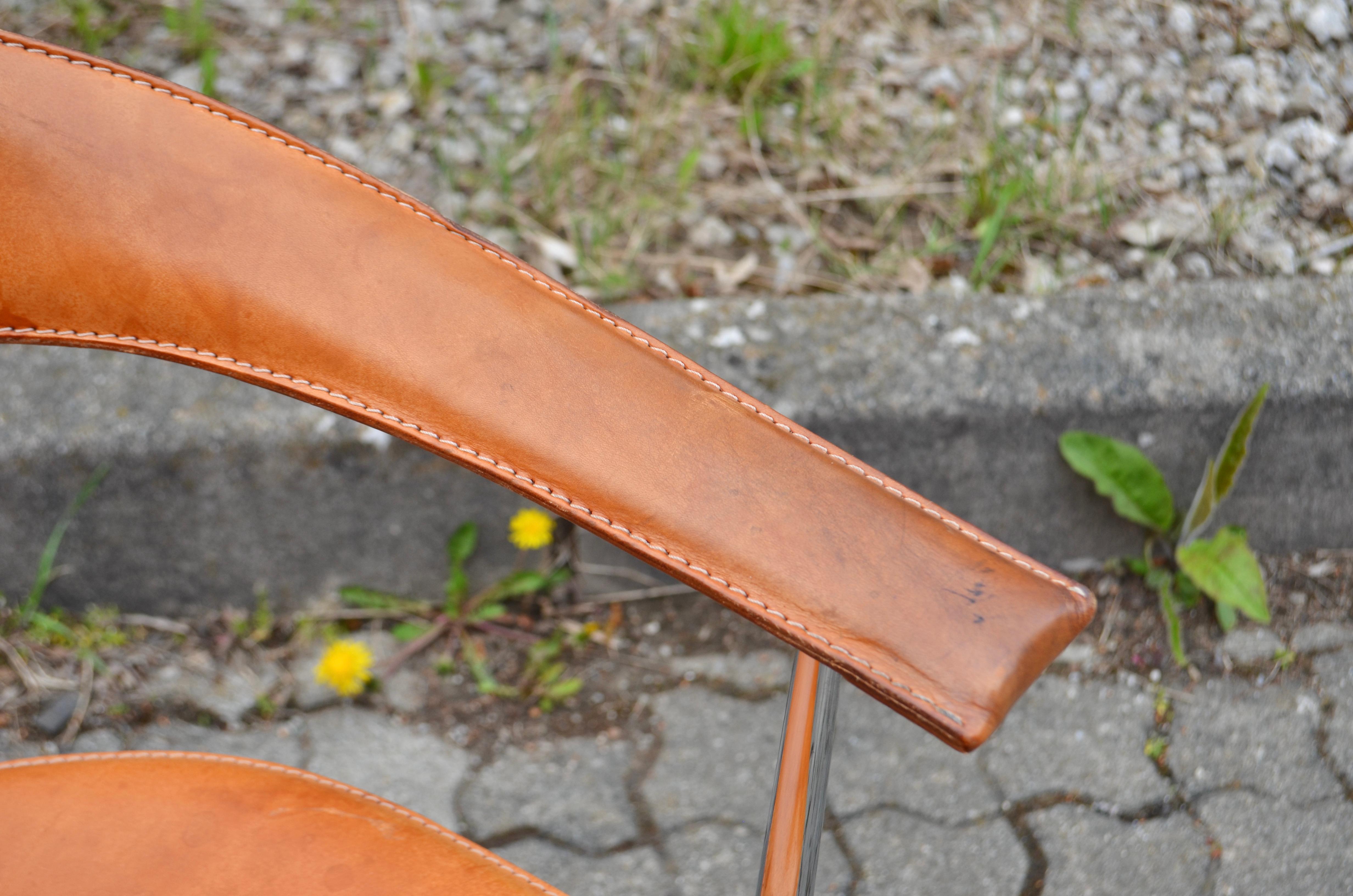 Fasem Vintage Cognac Vegetal Leather Chair P40 by Vegni & Gualtierotti  For Sale 4