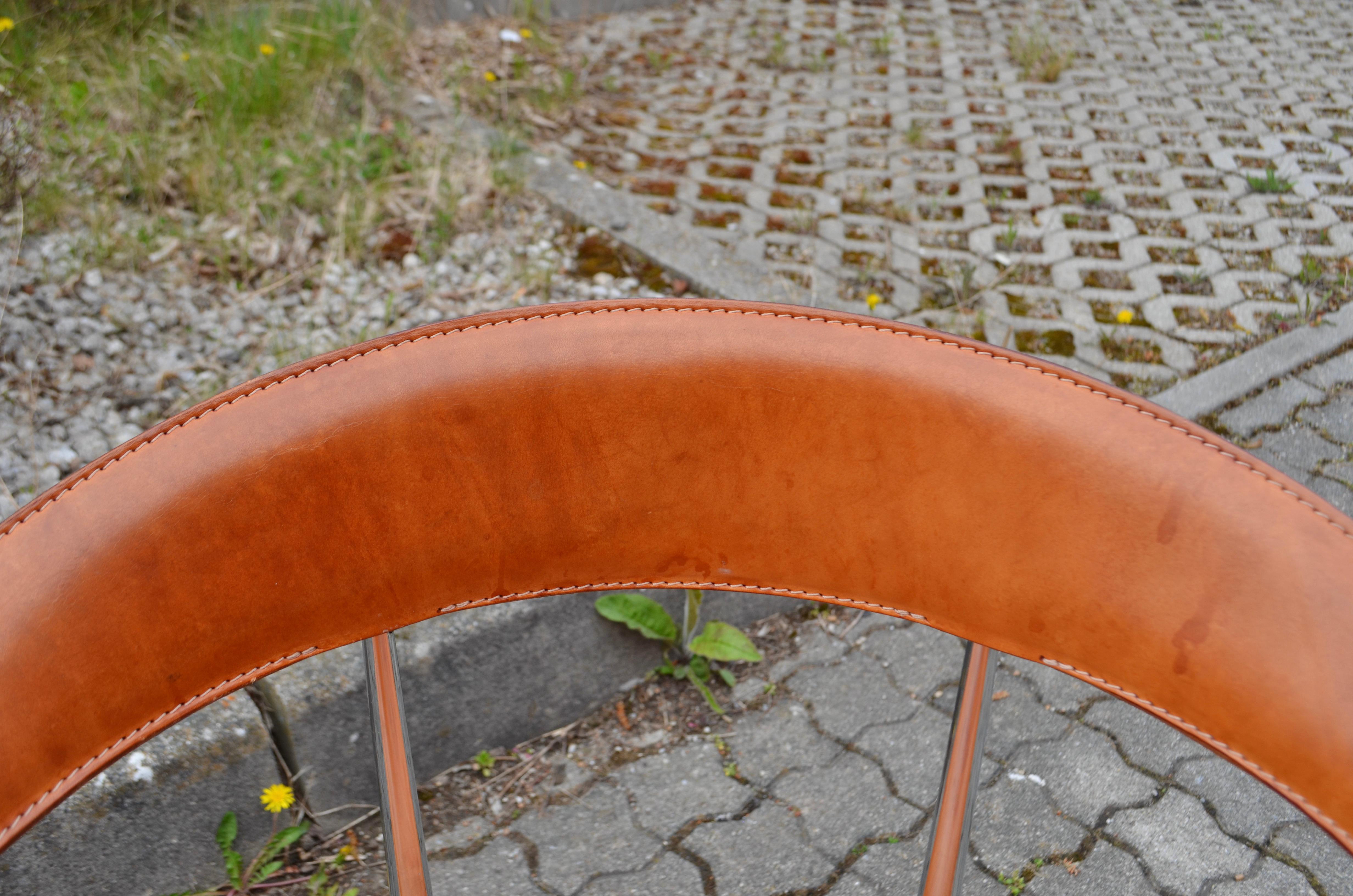 Fasem Vintage Cognac Vegetal Leather Chair P40 by Vegni & Gualtierotti For Sale 5