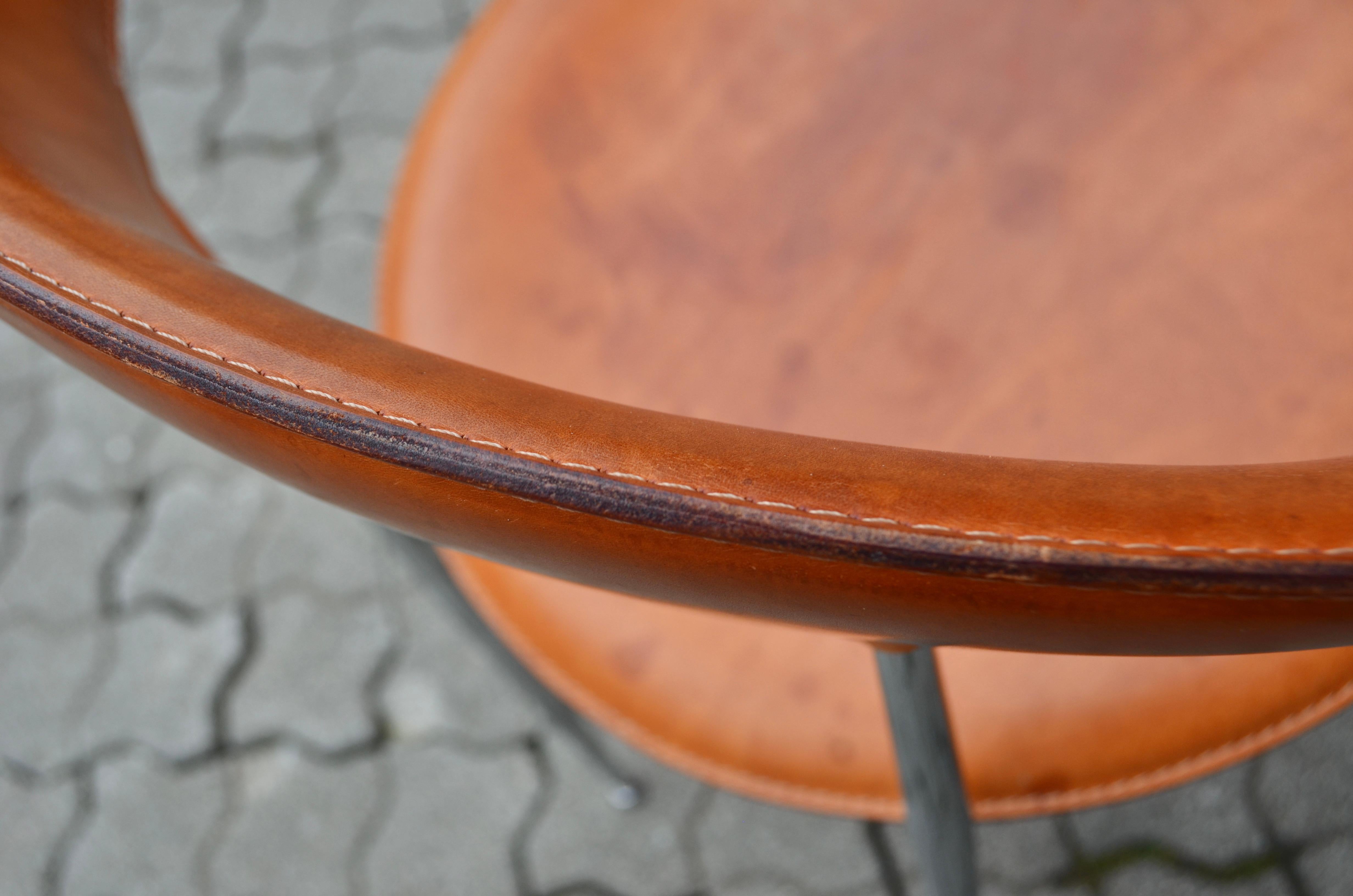 Fasem Vintage Cognac Vegetal Leather Chair P40 by Vegni & Gualtierotti  For Sale 5