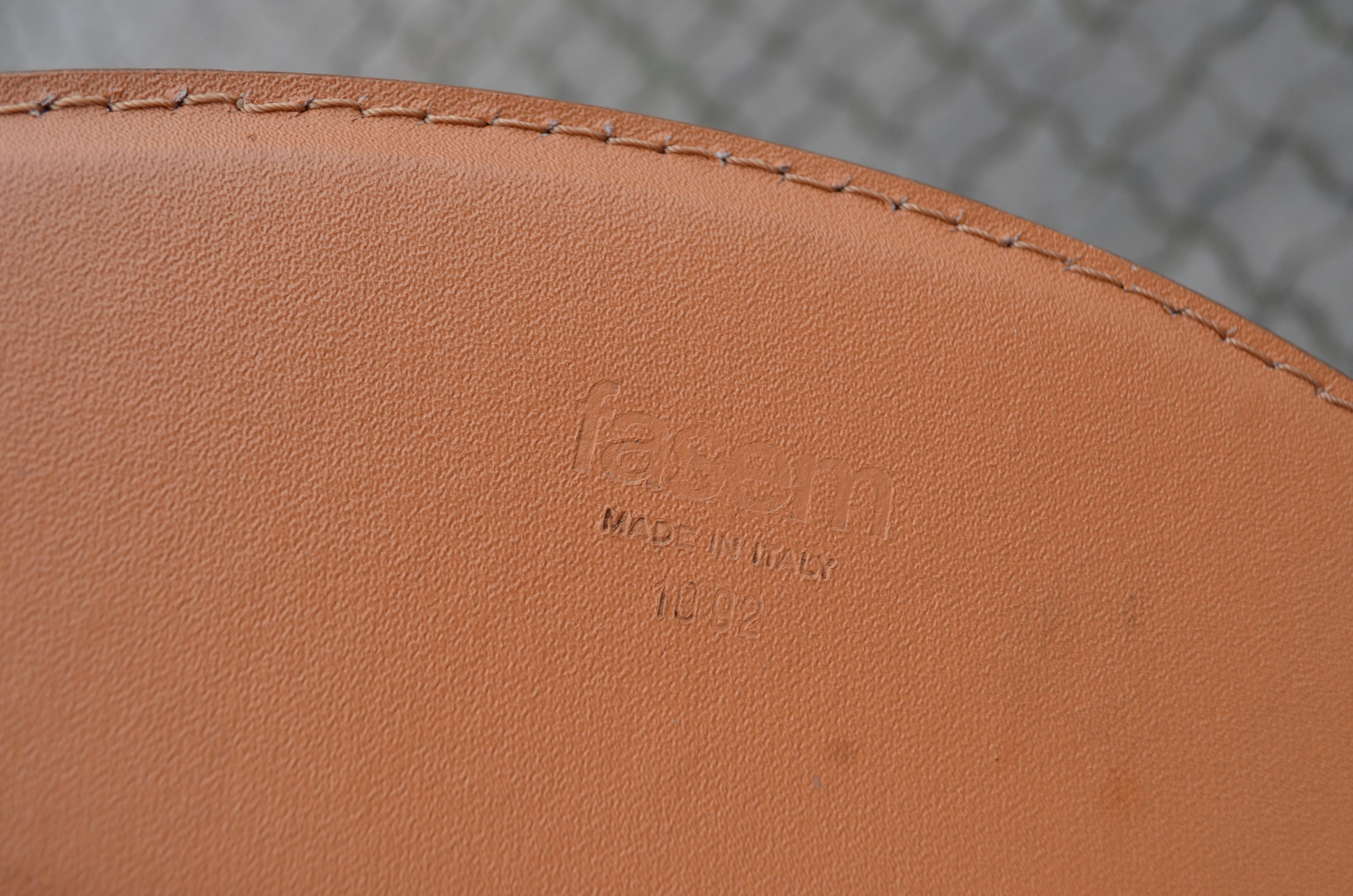 Fasem Vintage Cognac Vegetal Leather Chair P40 by Vegni & Gualtierotti  For Sale 9
