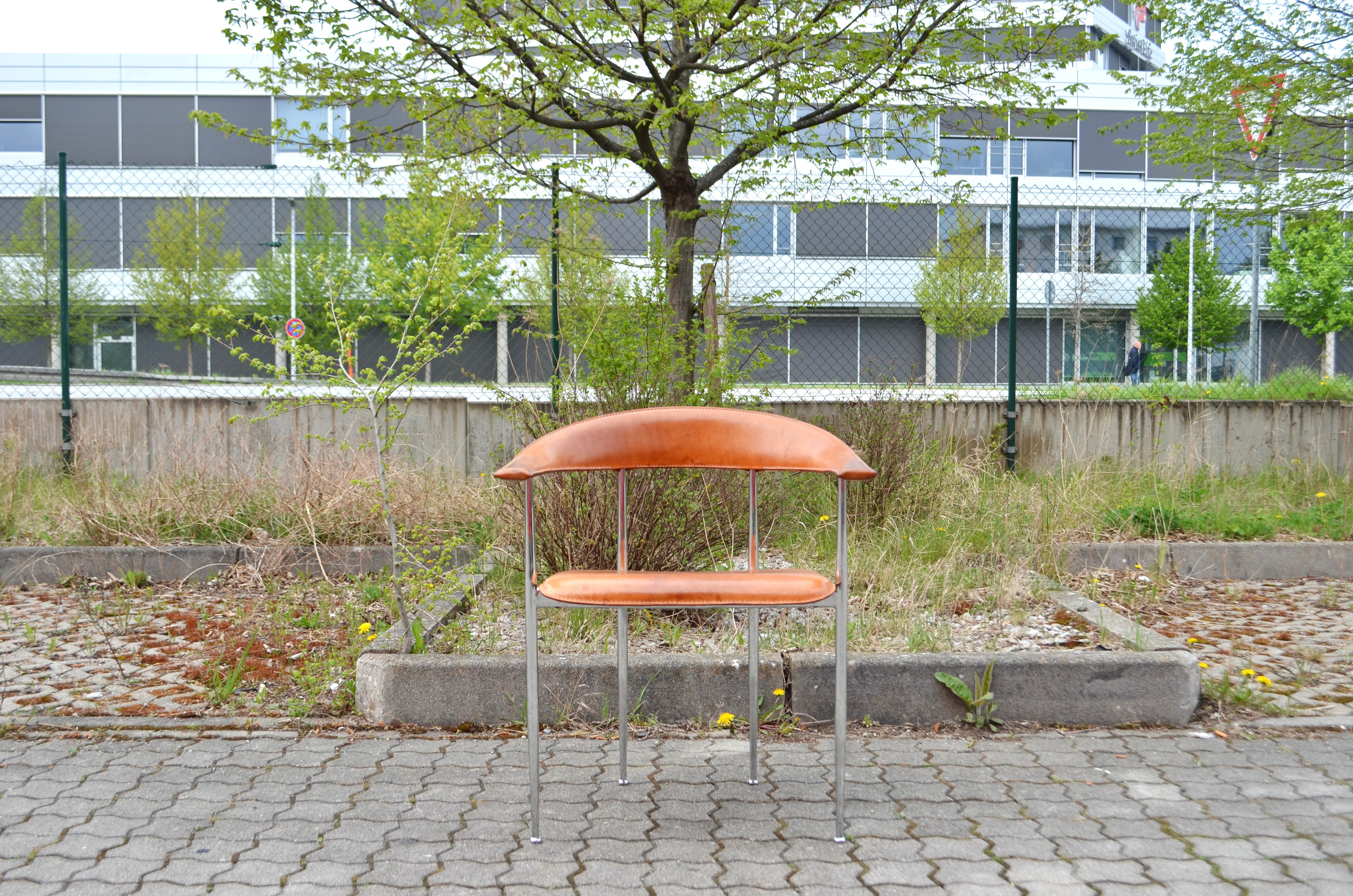 Chaise Fasem Vintage Cognac en cuir végétal P40 de Vegni & Gualtierotti Bon état - En vente à Munich, Bavaria