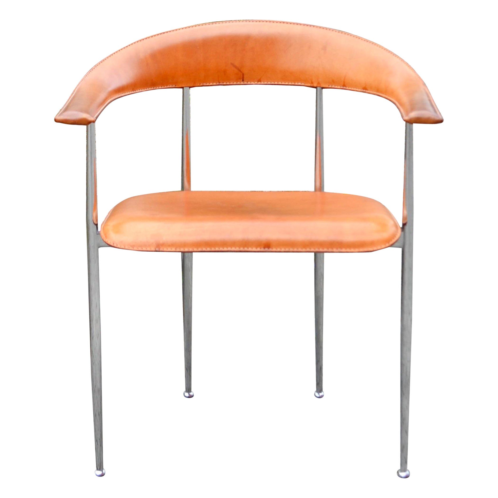 Fasem Vintage Cognac Vegetal Leather Chair P40 by Vegni & Gualtierotti