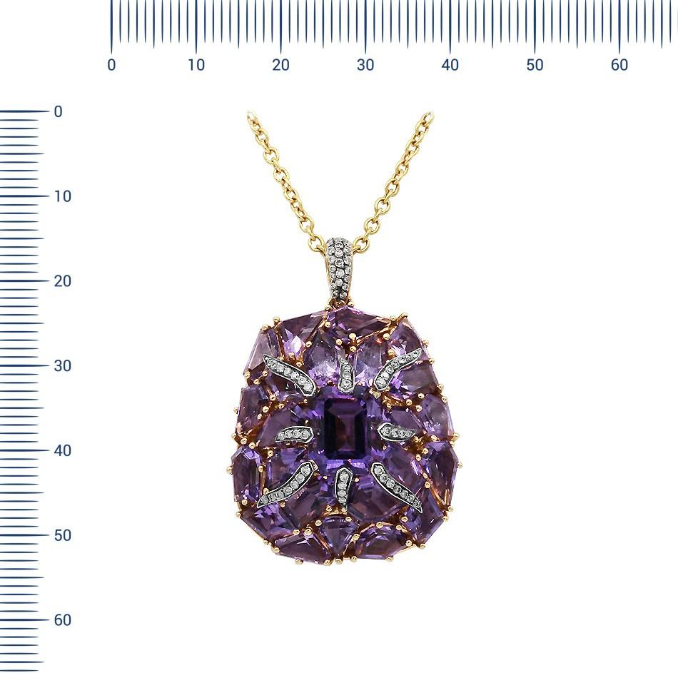 Yellow Gold 18K Necklace

Diamond 68-RND-0,03-I/VS2A 
Amethyst 1-5,02ct
Amethyst 23-13,24ct

Weight 23,53 grams
Length 44 cm

With a heritage of ancient fine Swiss jewelry traditions, NATKINA is a Geneva based jewellery brand, which creates modern