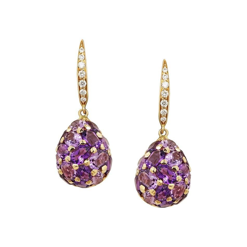 Necklace Yellow Gold 18 K (Matching Earrings and Ring Available)
Diamond 8-Round 57-0,1-5/5A
Diamond 6-Round 57-0,04-4/5A
Amethyst 16-Oval-3,09 2/1A
Amethyst 16-Oval-3,09 3/1A
Weight 6.40 grams
Size 42

With a heritage of ancient fine Swiss jewelry