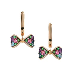 Mode Amethyst Tsavorit Turmalin Topas Weiß Diamant Gelbgold Ohrringe