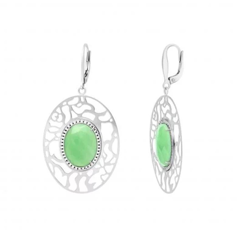 Round Cut Fashion Aventurine Elegant Fashion Earrings for Her 14K Gold For Sale