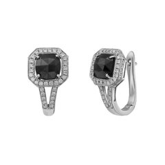 Mode Boucles d'oreilles en or blanc et diamants noirs