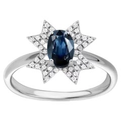 Fashion Blue Sapphire White Gold Every Day Diamond Earrings for Her