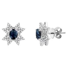 Fashion Blue Sapphire White Gold Every Day Diamond Ring for Her