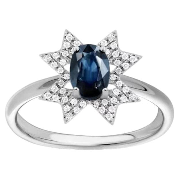 Fashion Blue Sapphire White Gold Every Day Diamond Ring for Her