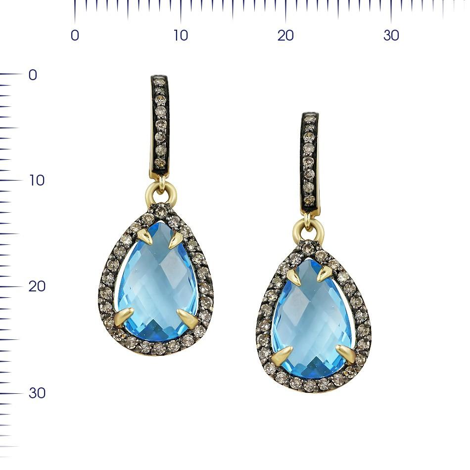 Earrings Yellow Gold 14 K (Matching Pendant Available)
Diamond 68-Round 57-0,58-7/6A
Topaz 2-6,8 (1)/1A
Weight 4.97 grams

With a heritage of ancient fine Swiss jewelry traditions, NATKINA is a Geneva based jewellery brand, which creates modern