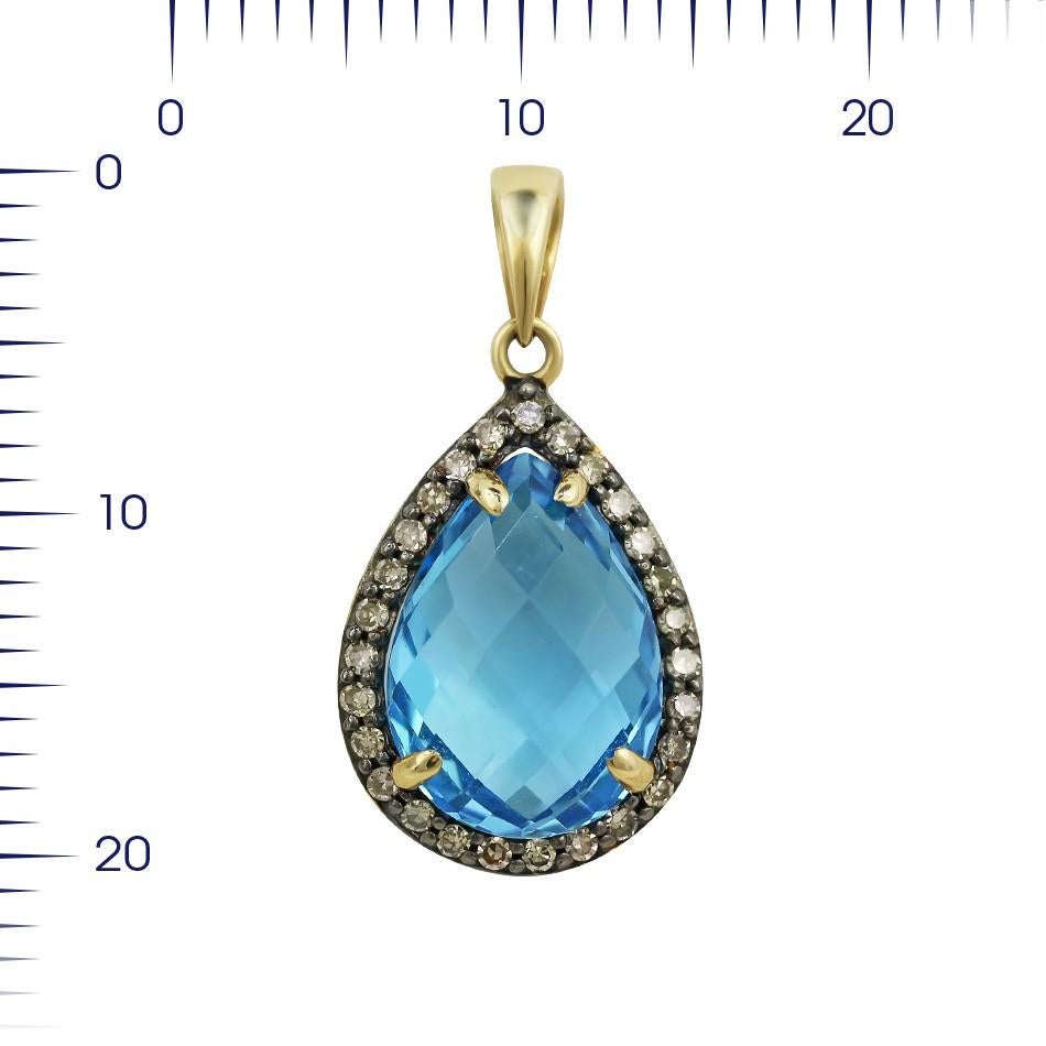 Pendant Yellow Gold 14 K (Matching Earrings Available)
Diamond 27-Round 17-0,24-7/6A
Topaz 1-6,71 (1)/1A
Weight 2.80 grams

With a heritage of ancient fine Swiss jewelry traditions, NATKINA is a Geneva based jewellery brand, which creates modern