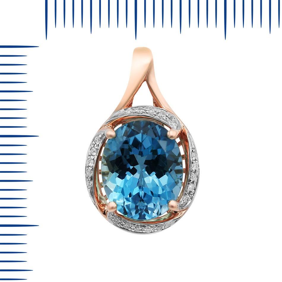 Fashion Blue Topaz Diamond Pink Gold Pendant In New Condition For Sale In Montreux, CH