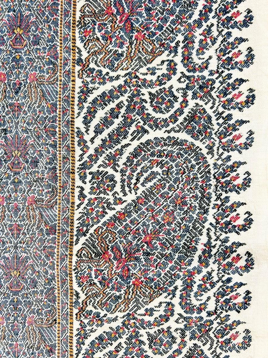 Châle cachemire à motif cachemire avec centre en pashmina crème - France vers 1830 en vente 4