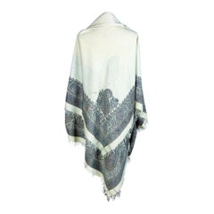 Scialle in cashmere Paisley con centro in pashmina color crema - Francia Circa 1830
