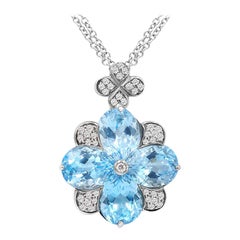 Fashion Clear Blue Topaz 18 Karat Gold Necklace