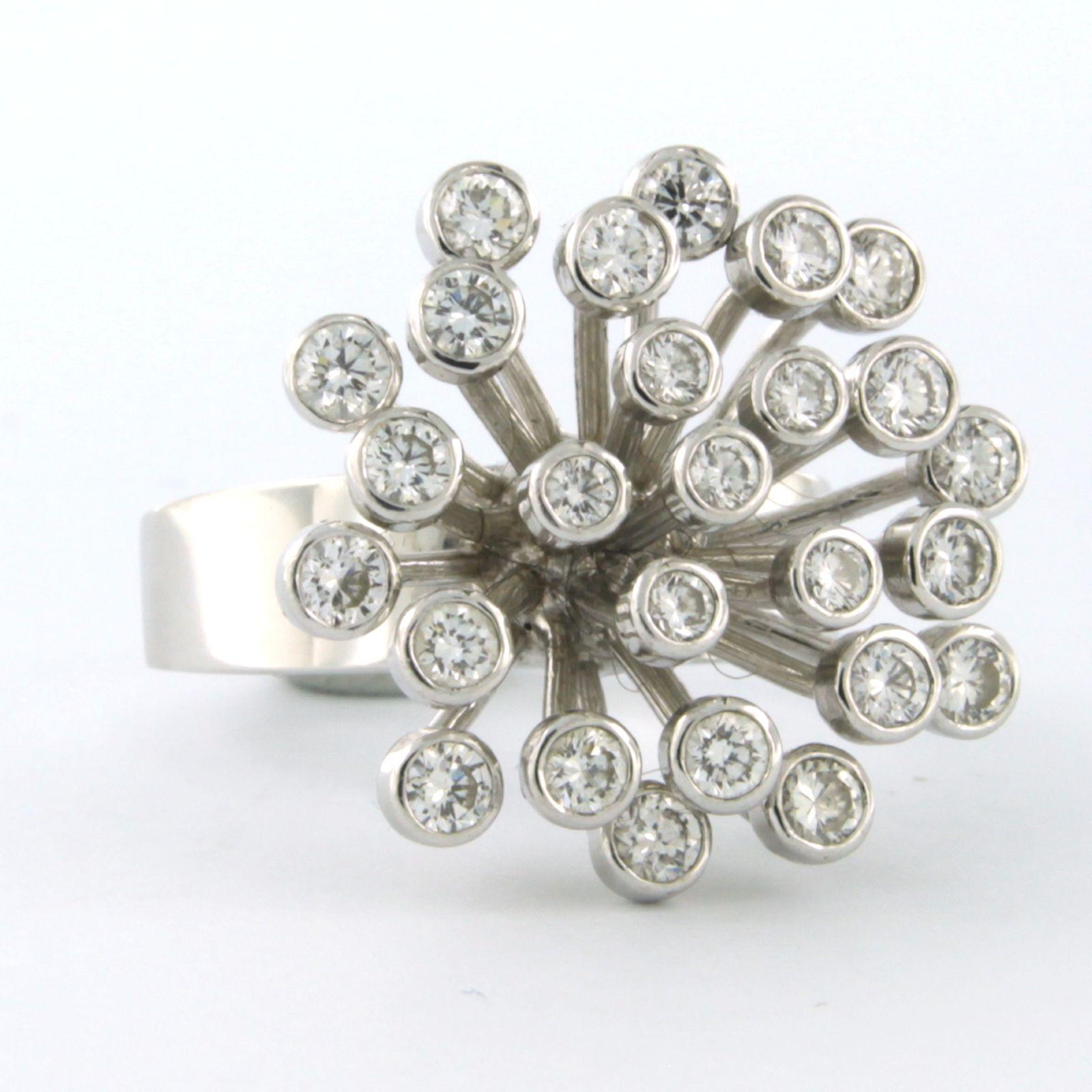 Modern Fashion cluster Ring diamond 18k white gold For Sale