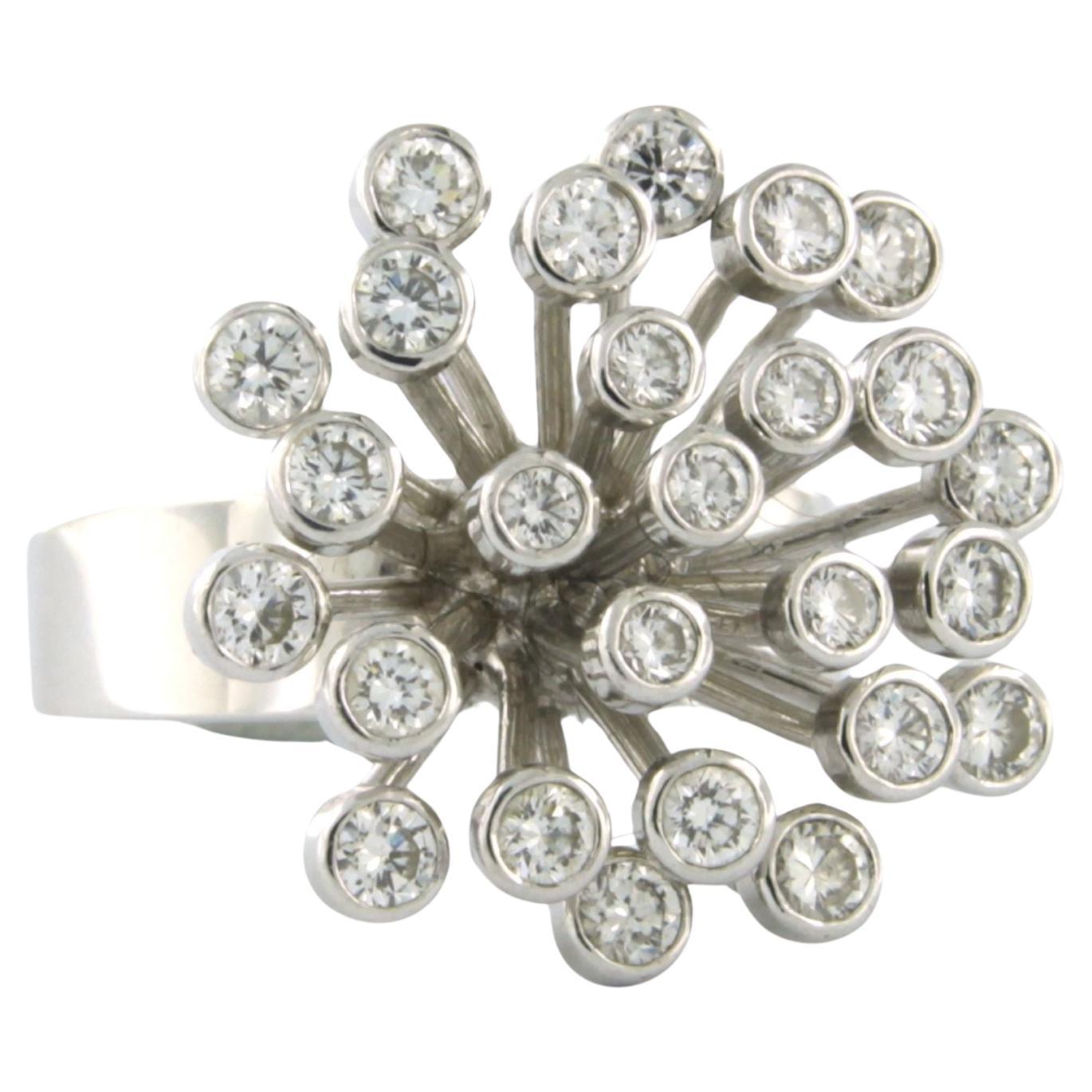 Fashion cluster Ring diamond 18k white gold For Sale