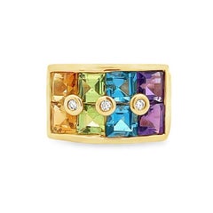 Fashion Color Stone Ring 3.53CT 14K Yellow Gold