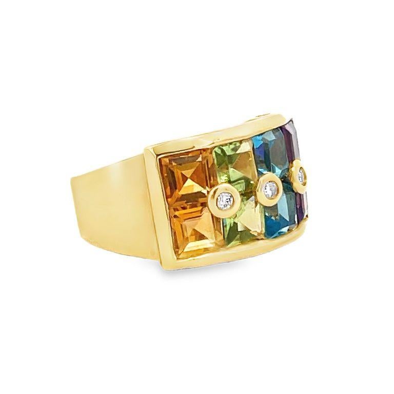 Moderne Bague de couleur mode en or jaune 14 carats 3,53 carats en vente