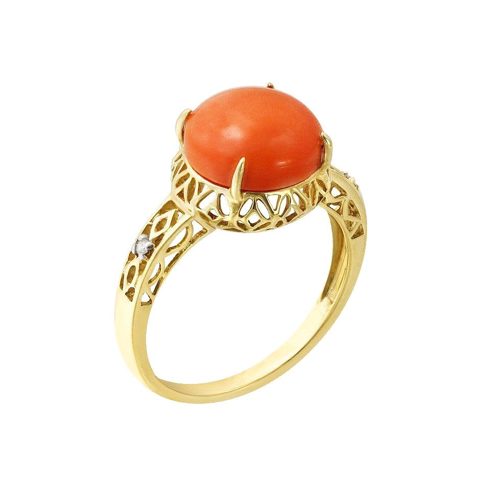 Anillo Fashion Coral Diamante Amarillo en venta