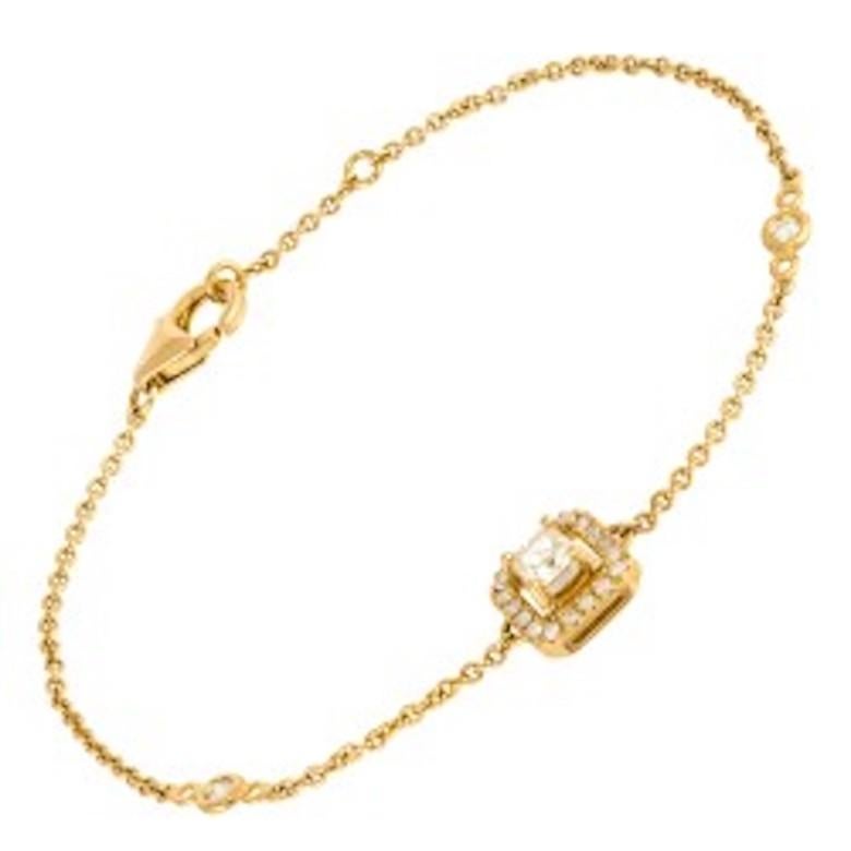 Bracelet tennis à la mode en or jaune 18 carats avec diamants et bijoux fins pour elle